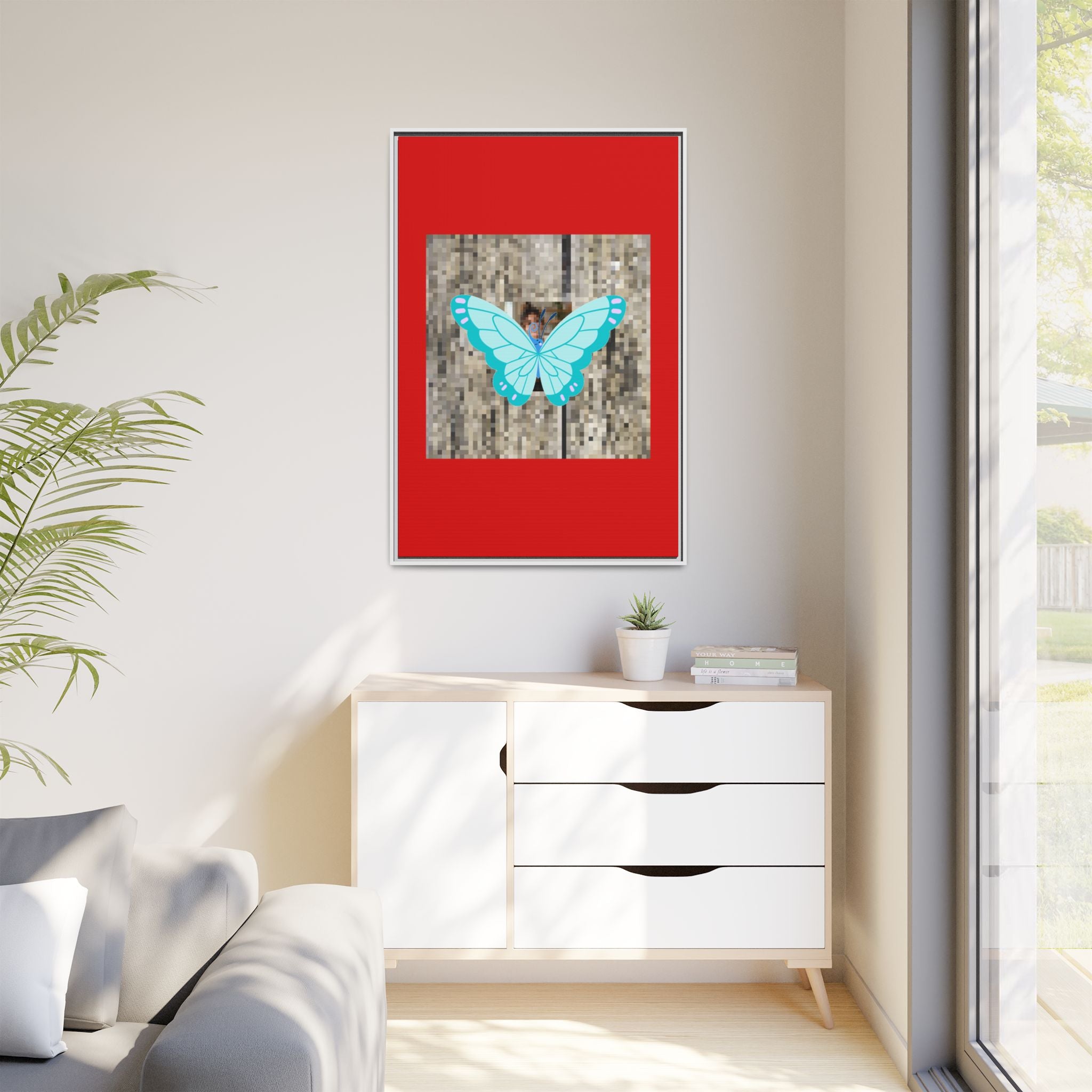 Blue Butterfly Framed Canvas