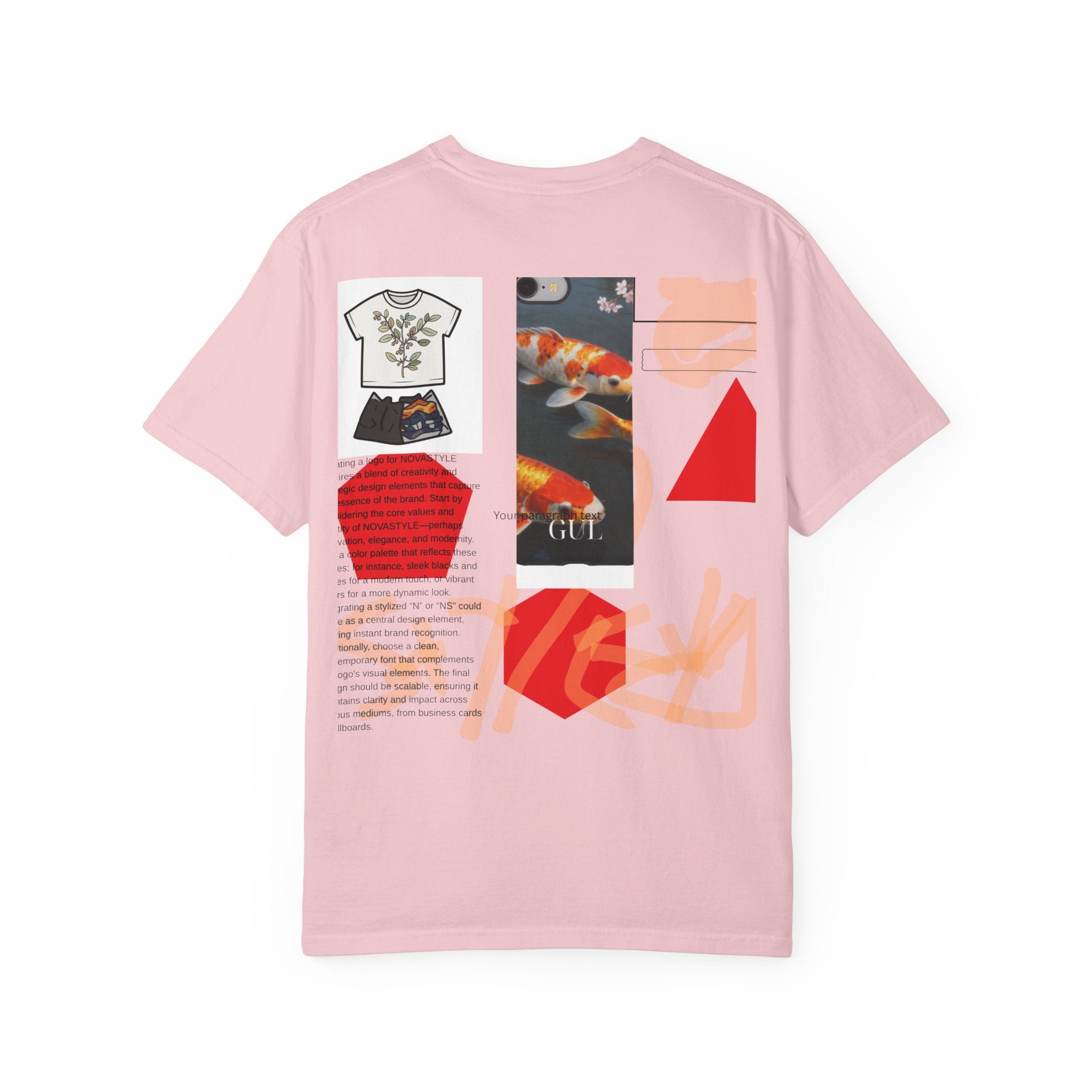 Graphic T-Shirt — Playful Koi & Vase Collage Tee (OVASTYLE Brand)