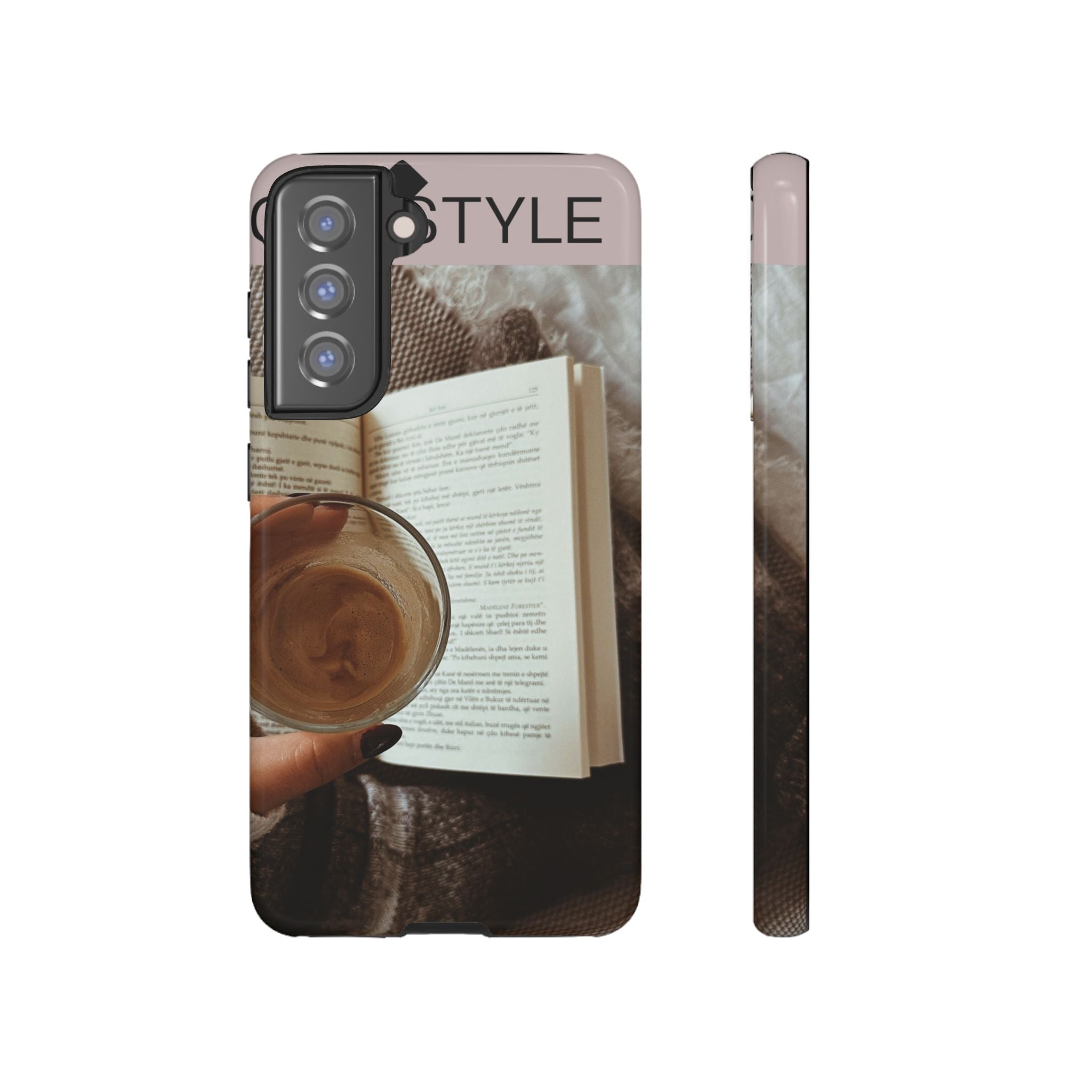 Cozy Reading Phone Case — Coffee & Book Protective Cover