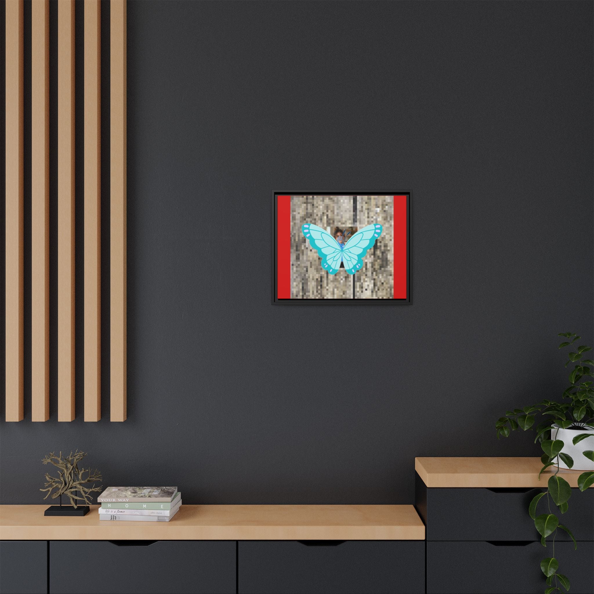 Blue Butterfly Framed Canvas