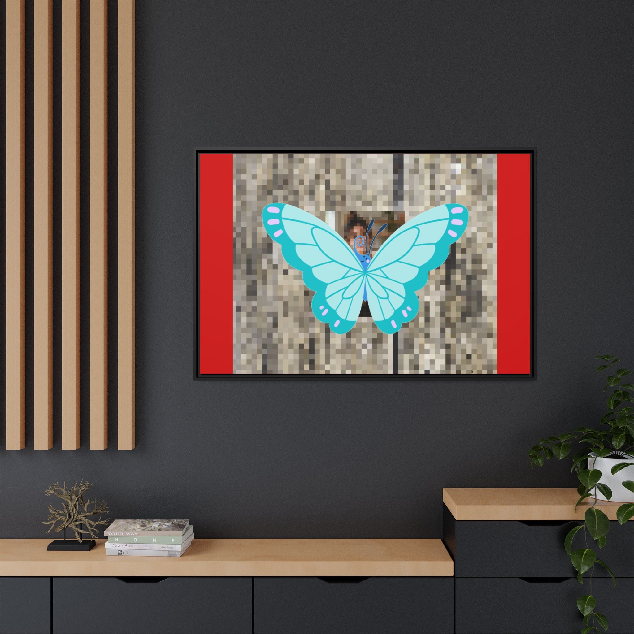 Blue Butterfly Framed Canvas
