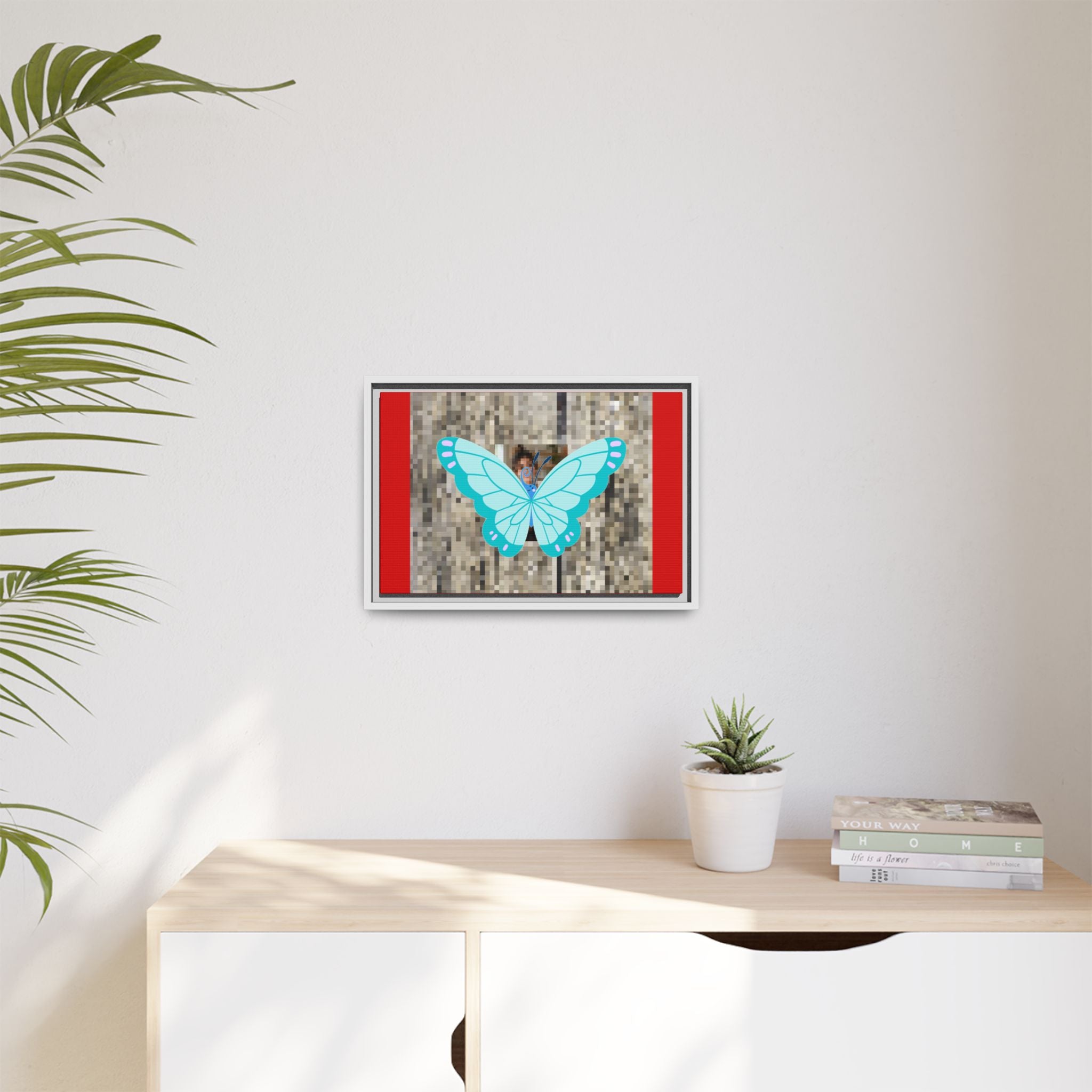 Blue Butterfly Framed Canvas