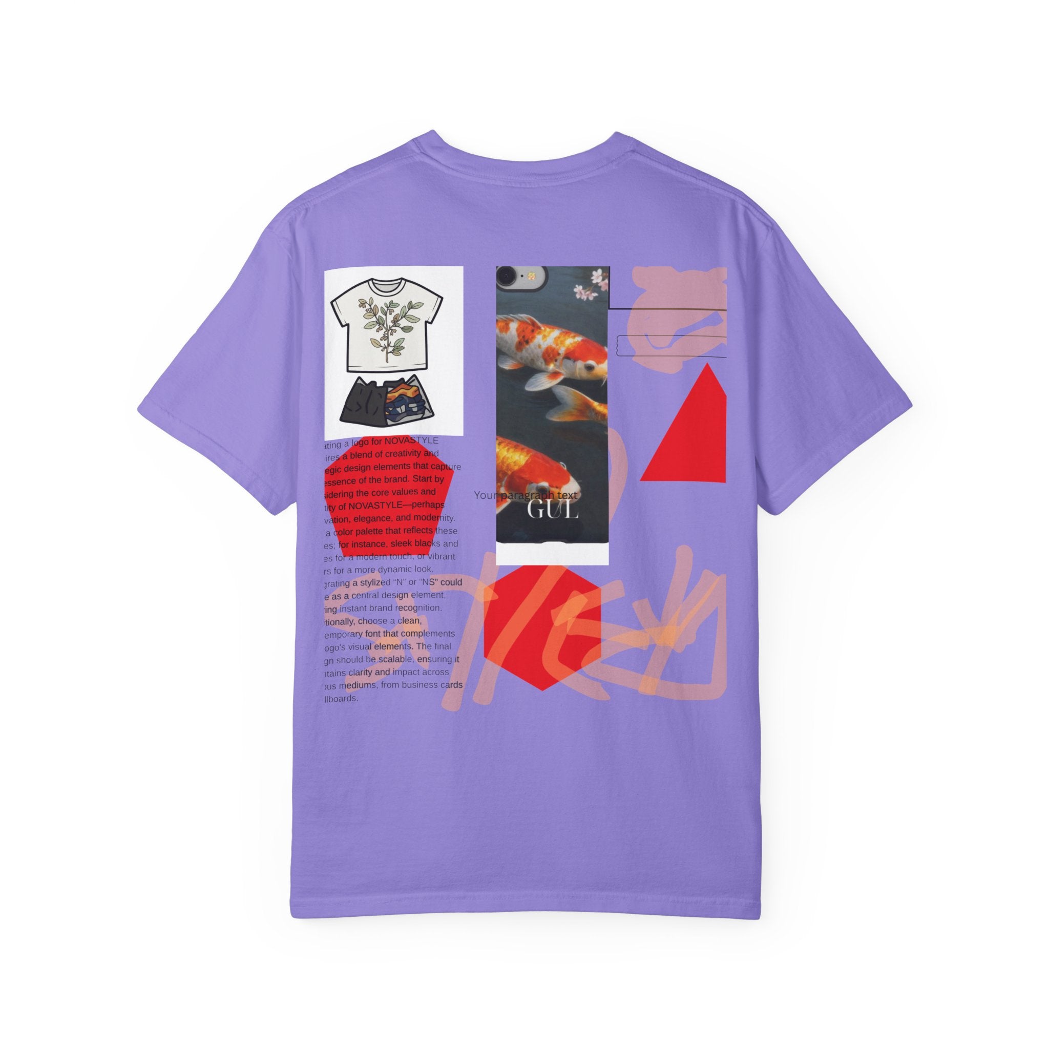 Graphic T-Shirt — Playful Koi & Vase Collage Tee (OVASTYLE Brand)