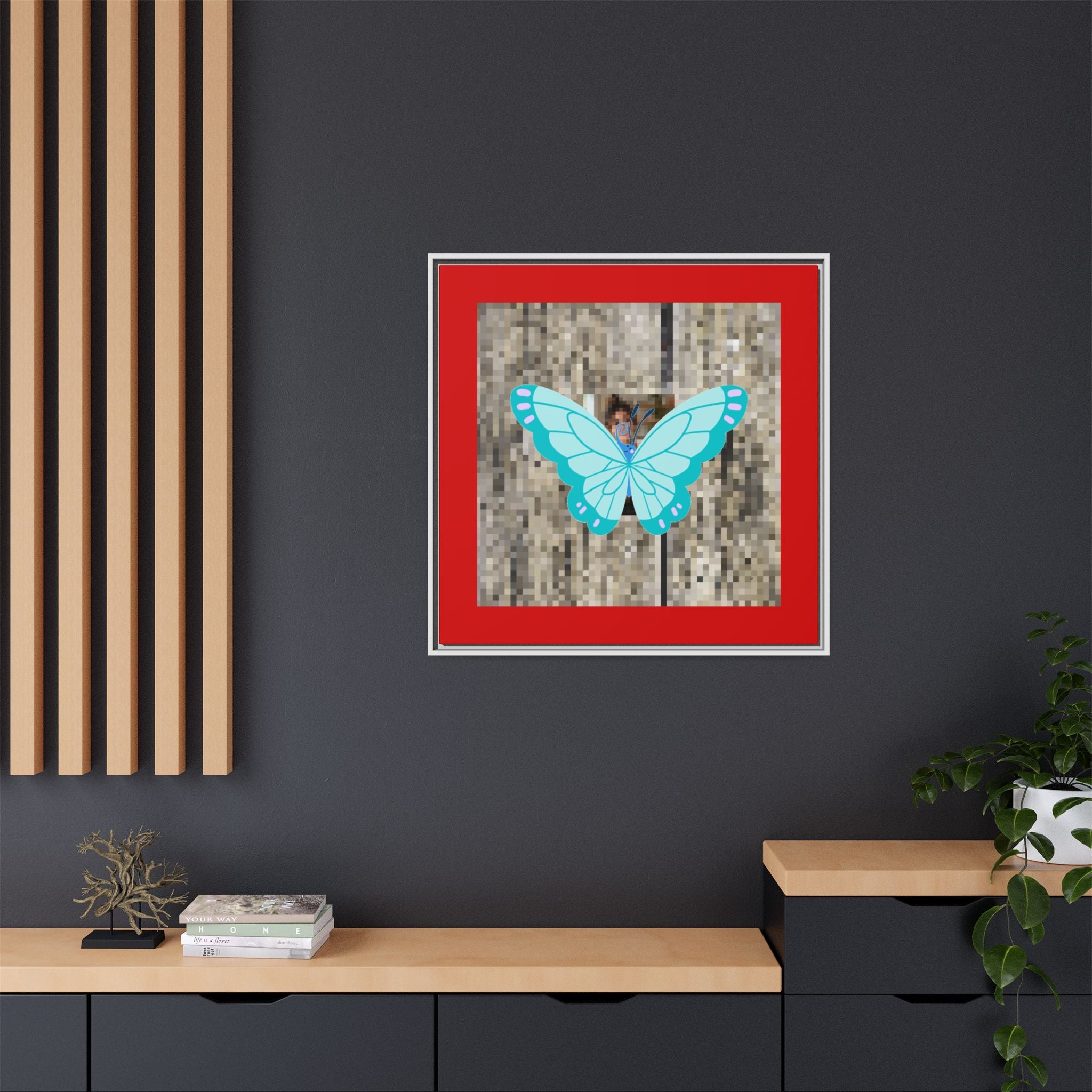 Blue Butterfly Framed Canvas
