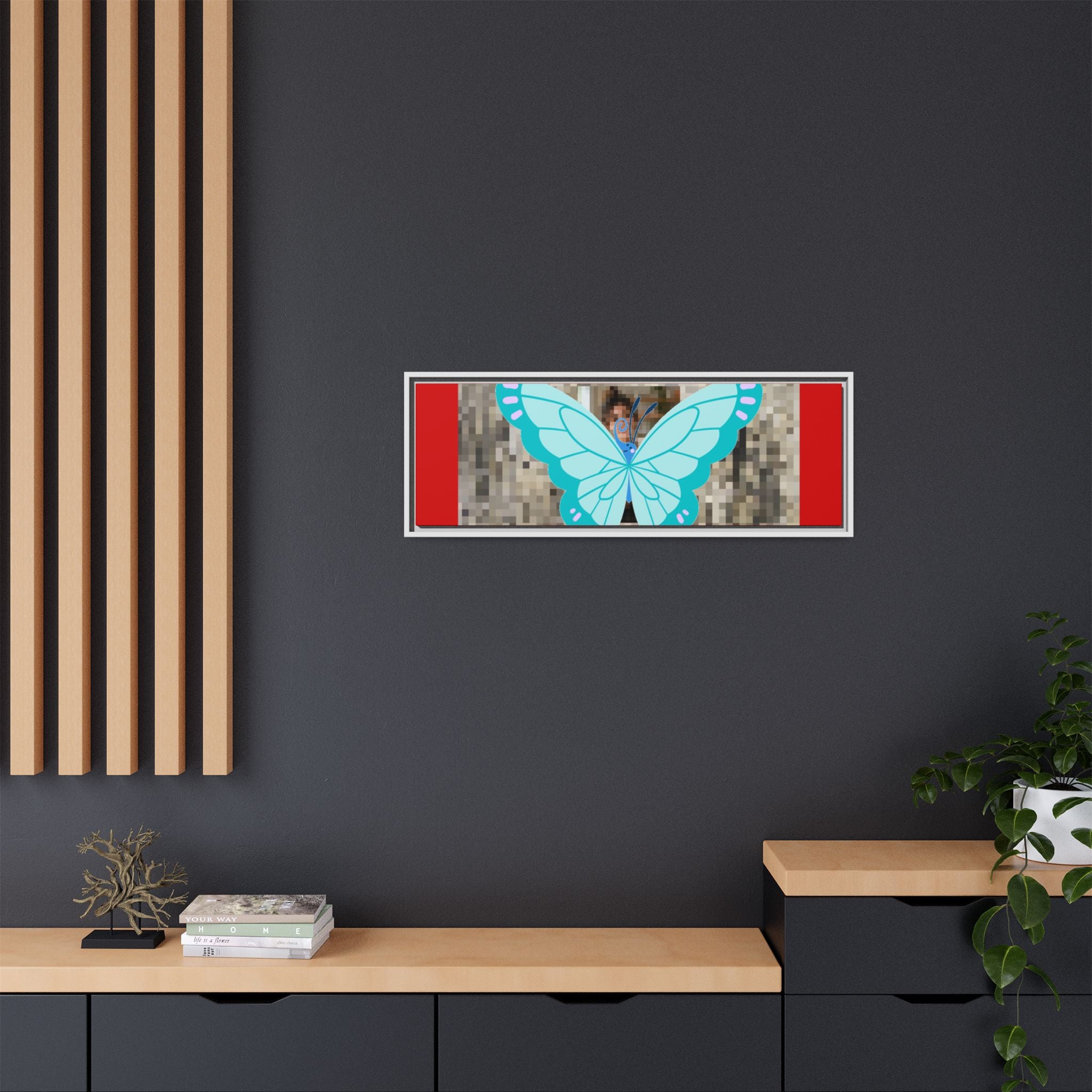 Blue Butterfly Framed Canvas