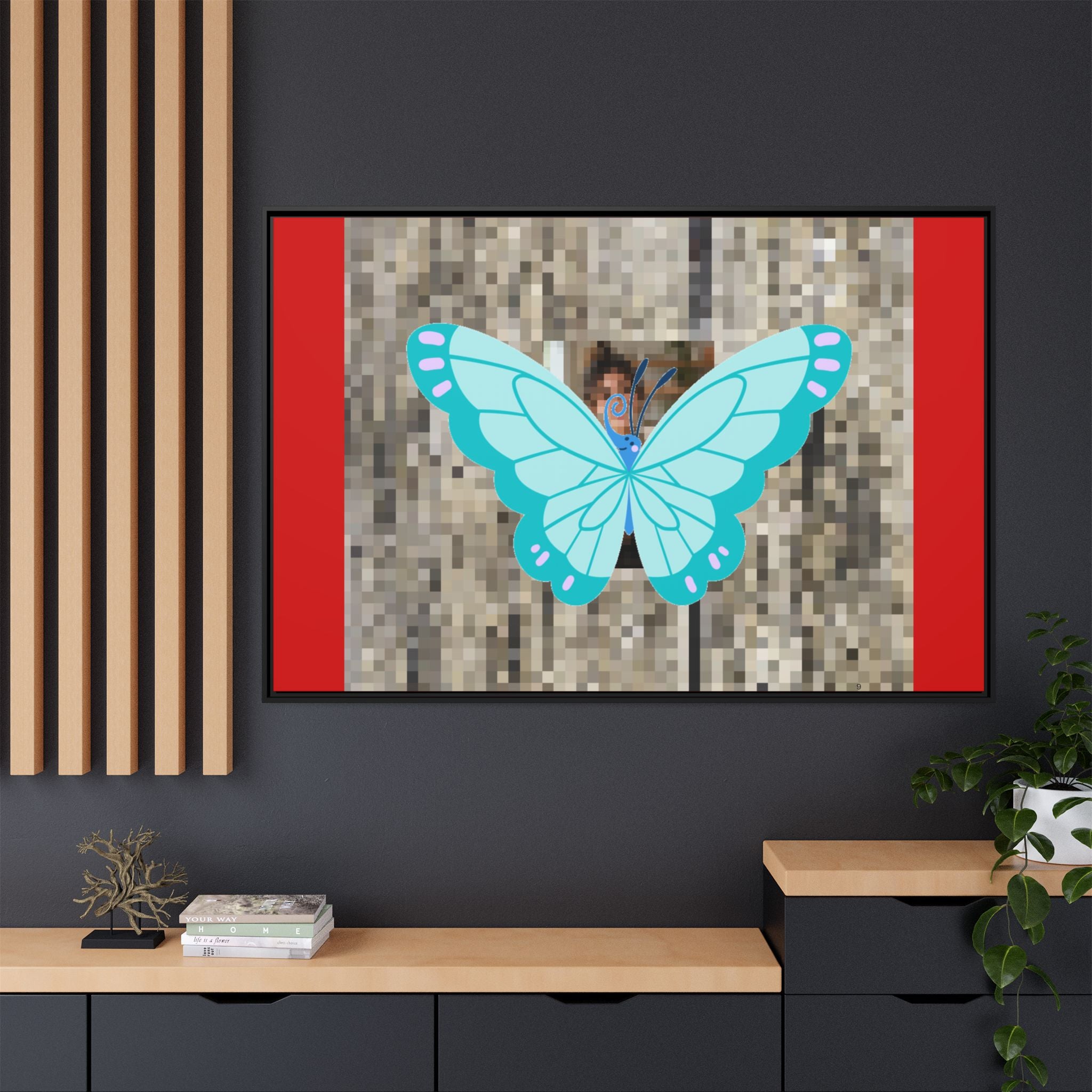 Blue Butterfly Framed Canvas