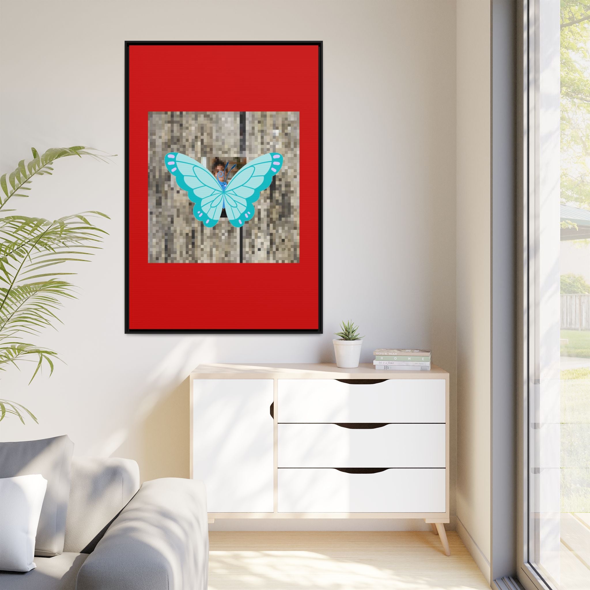 Blue Butterfly Framed Canvas