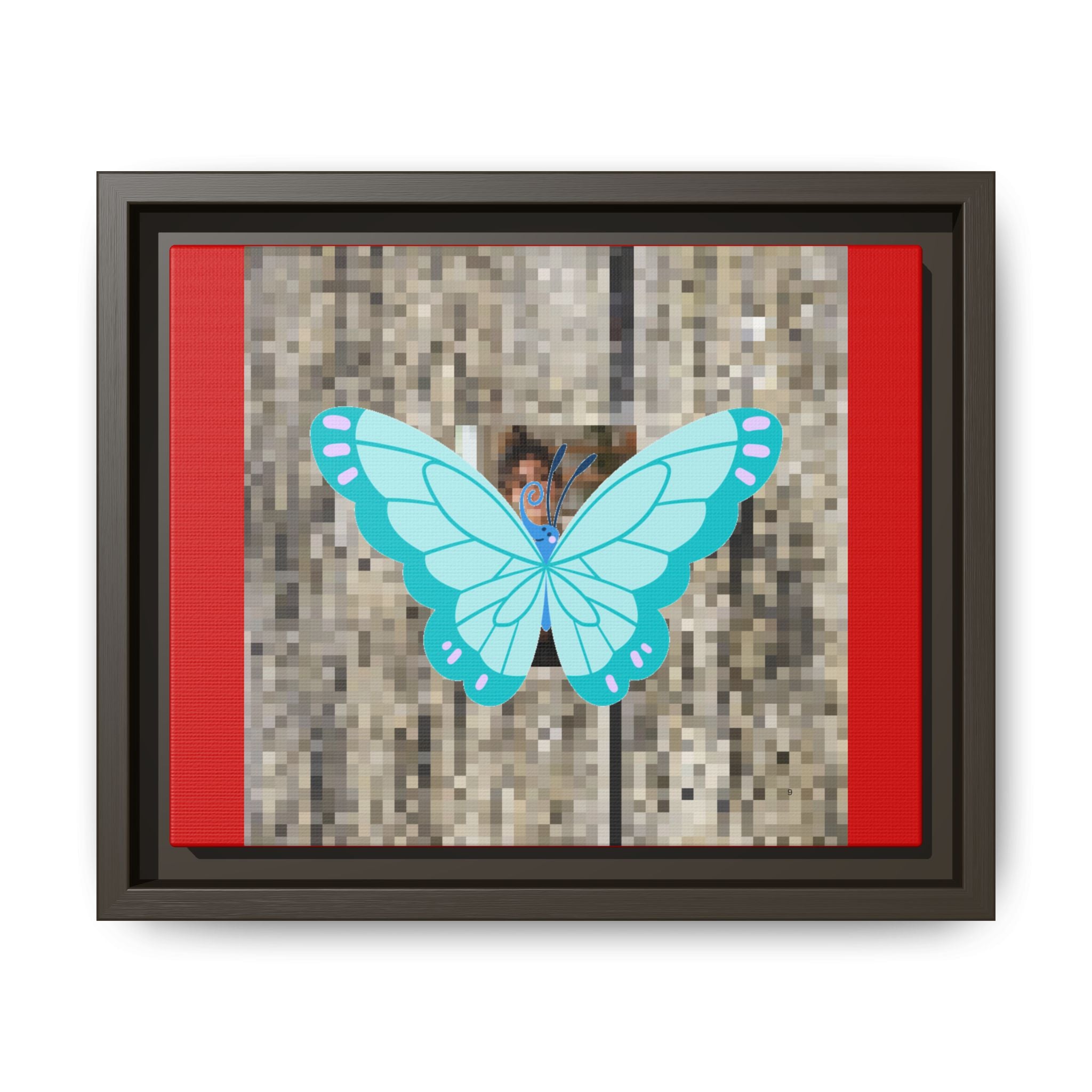 Blue Butterfly Framed Canvas Art — frame detail