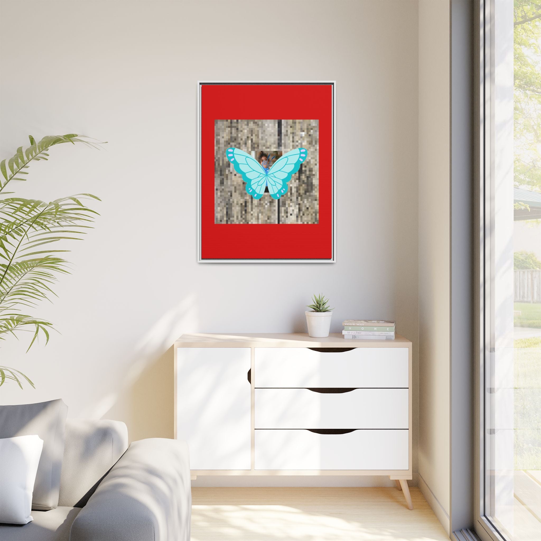 Blue Butterfly Framed Canvas