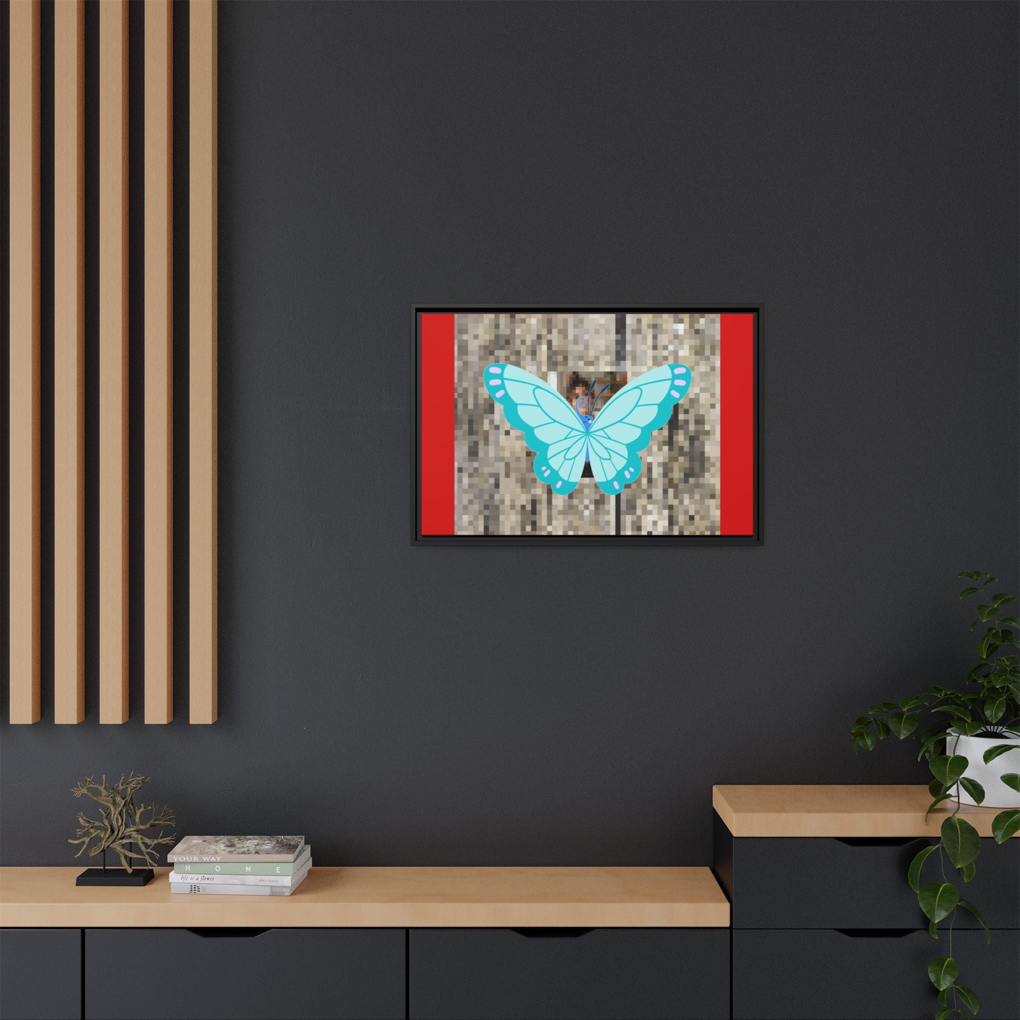 Blue Butterfly Framed Canvas