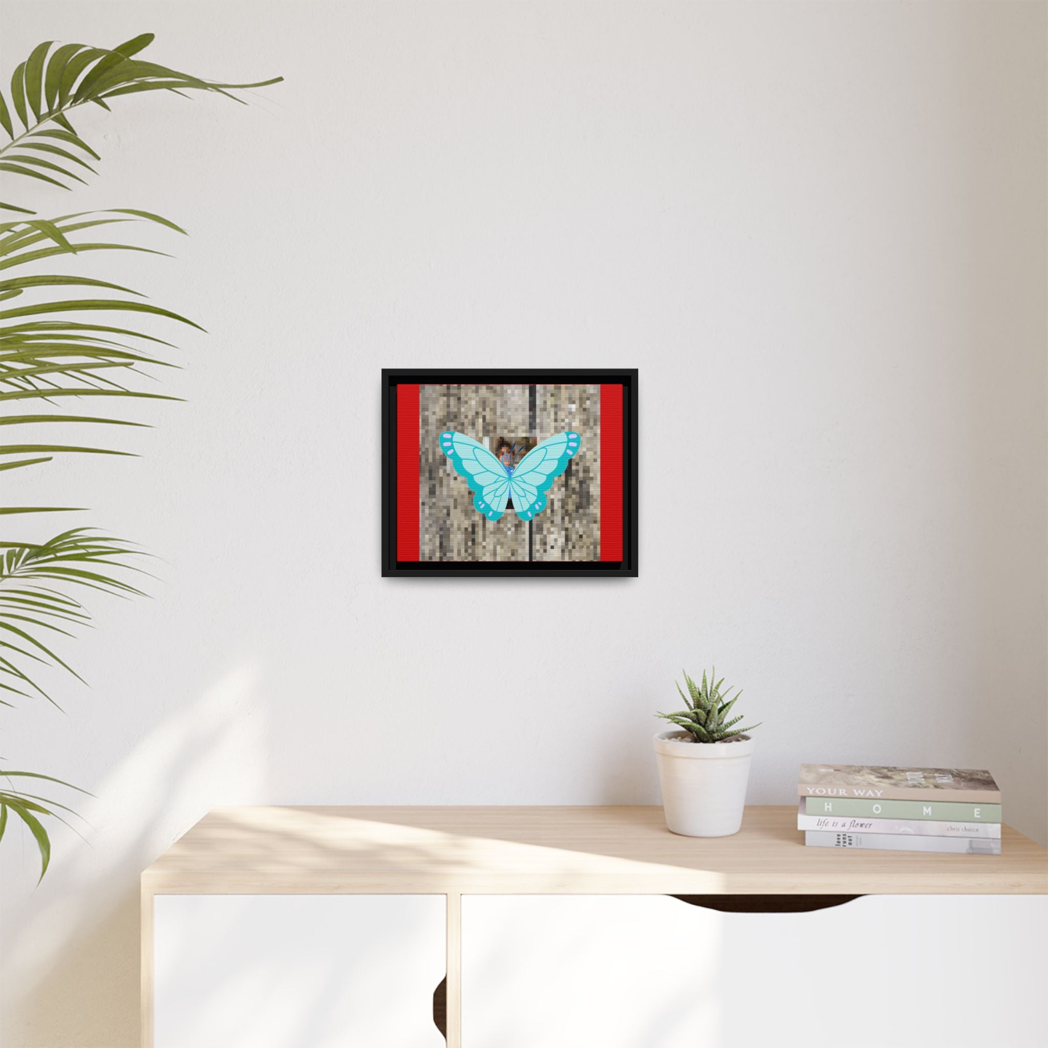 Blue Butterfly Framed Canvas