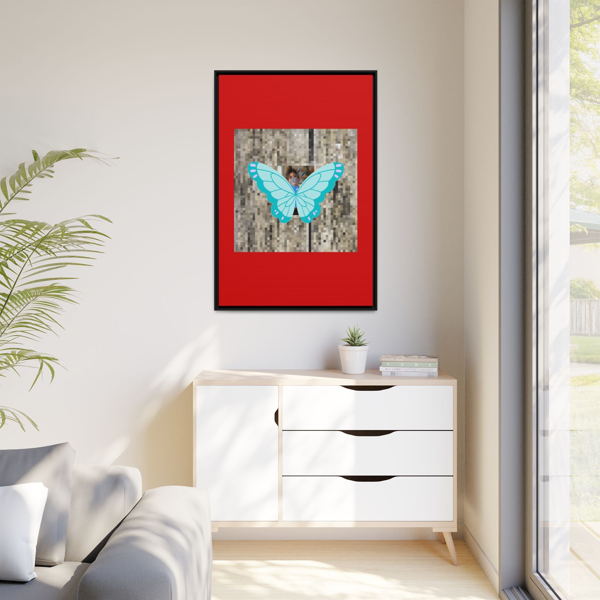 Blue Butterfly Framed Canvas
