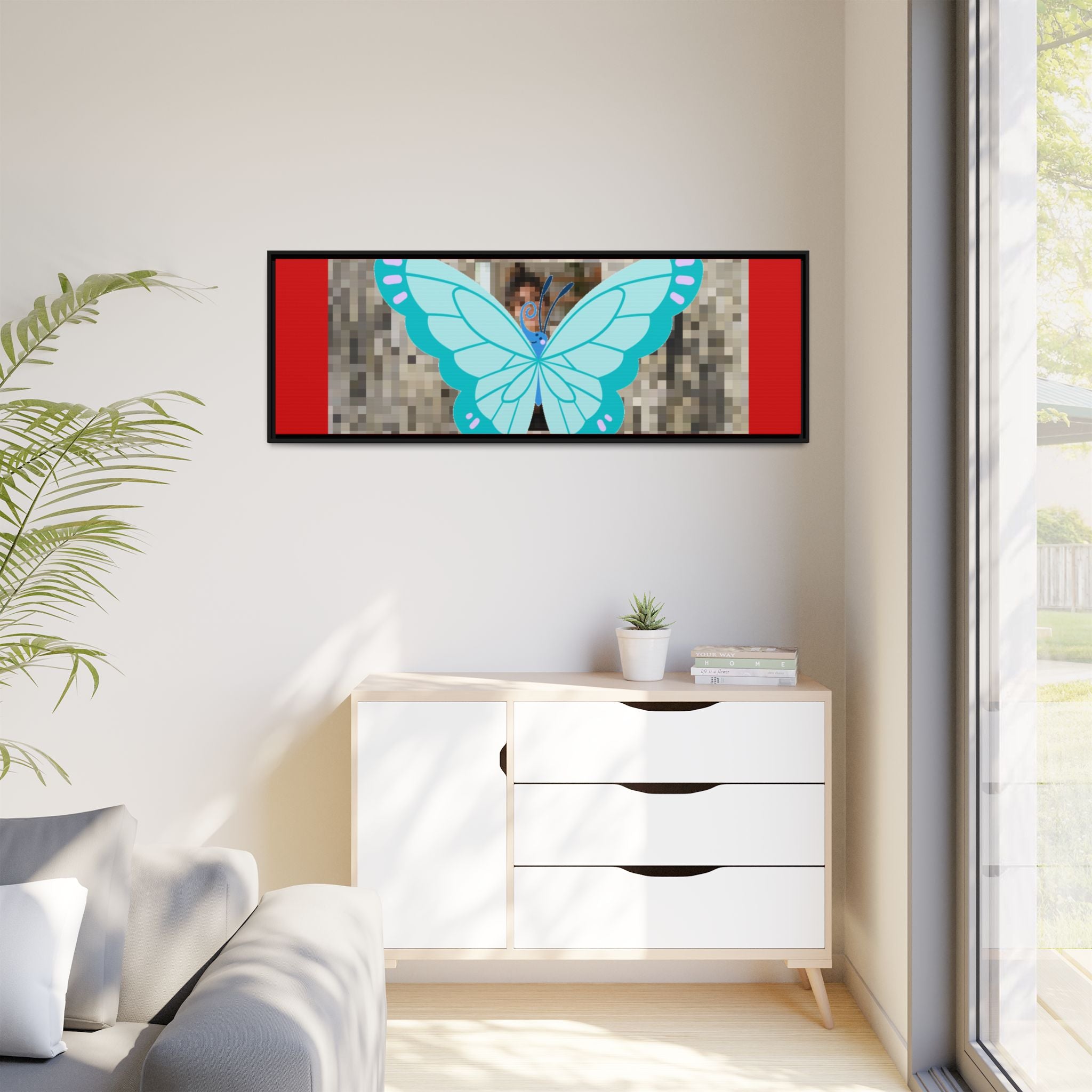 Blue Butterfly Framed Canvas