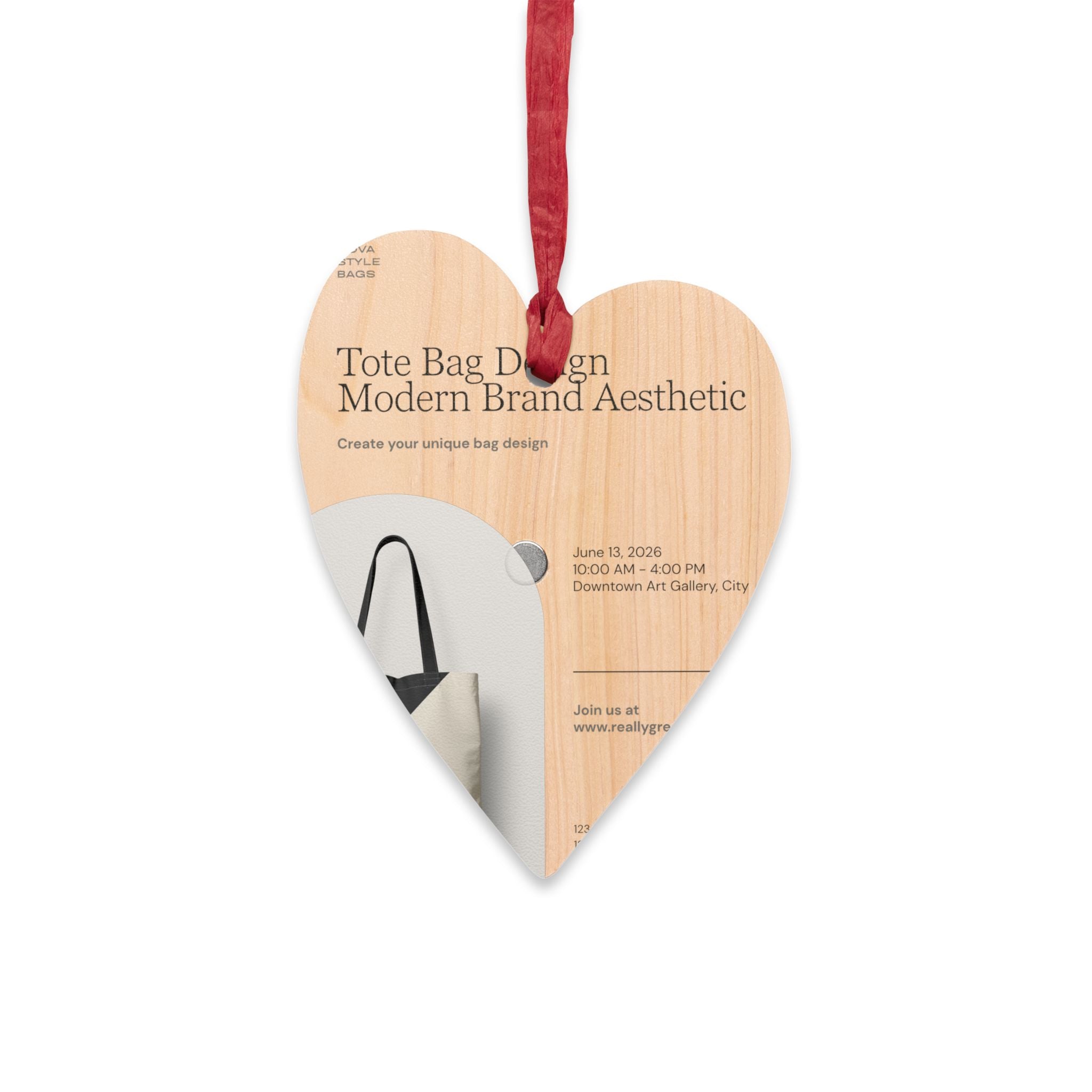 Bell-Shaped Wooden Ornament — Minimal Logo & Illustration Holiday Decoration