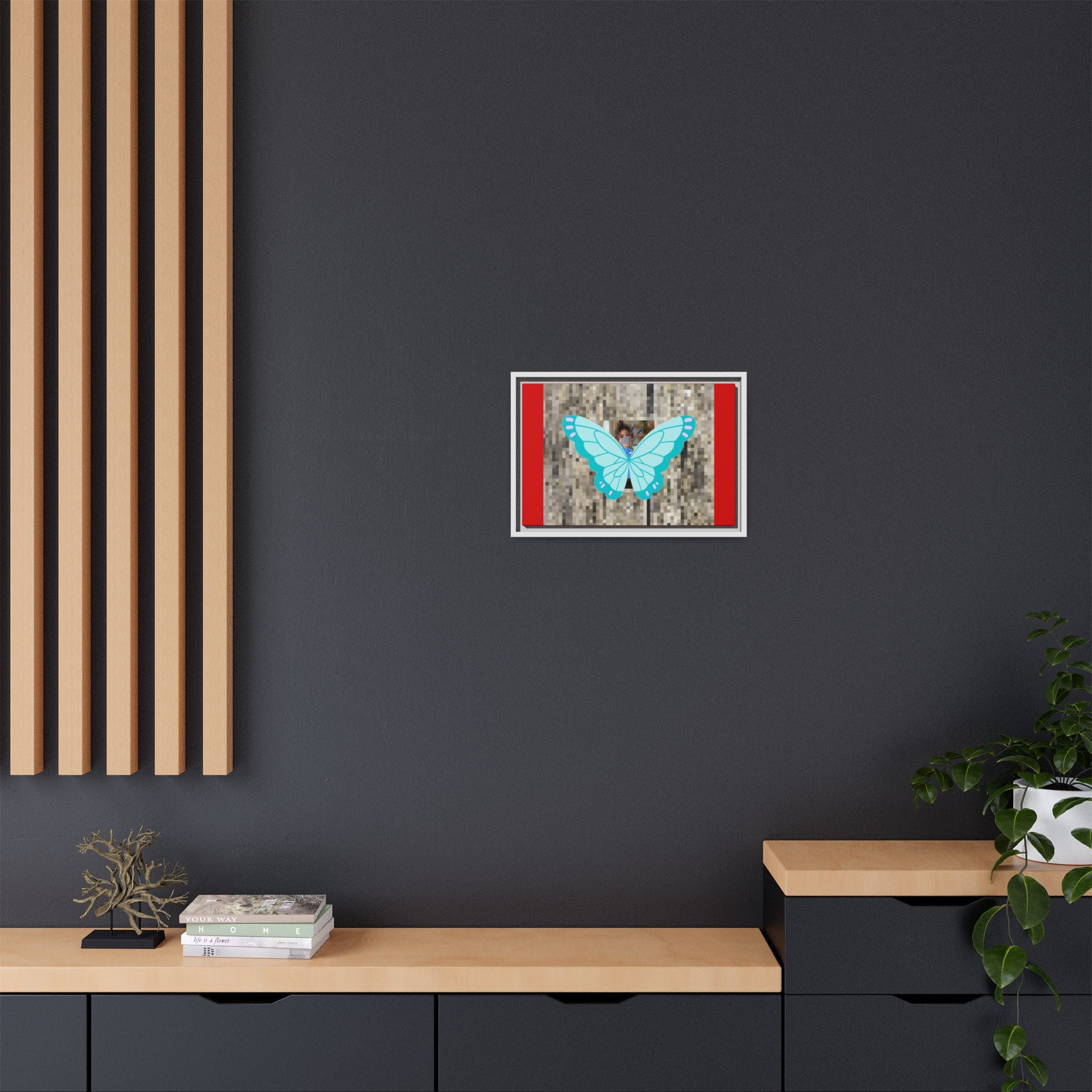 Blue Butterfly Framed Canvas