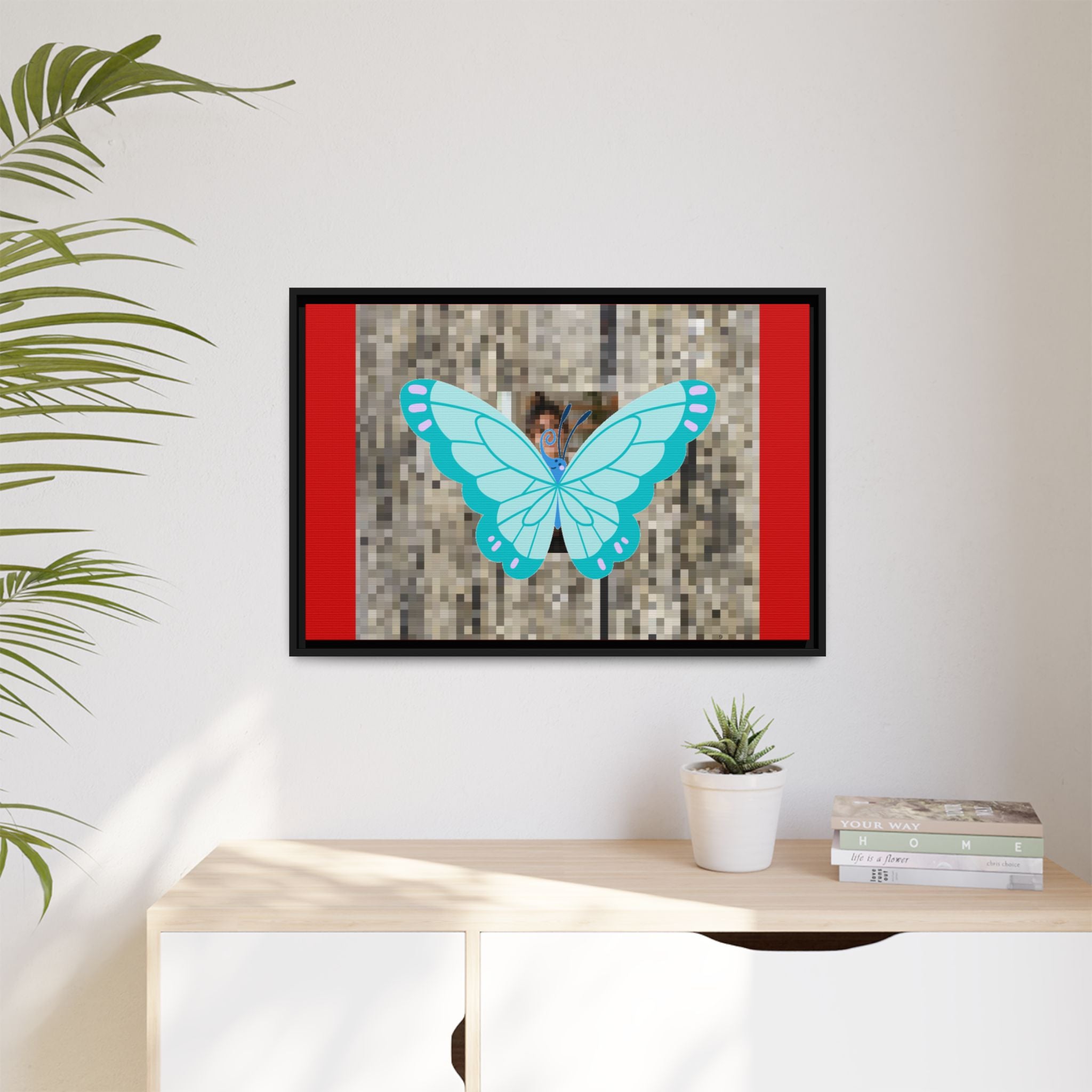 Blue Butterfly Framed Canvas