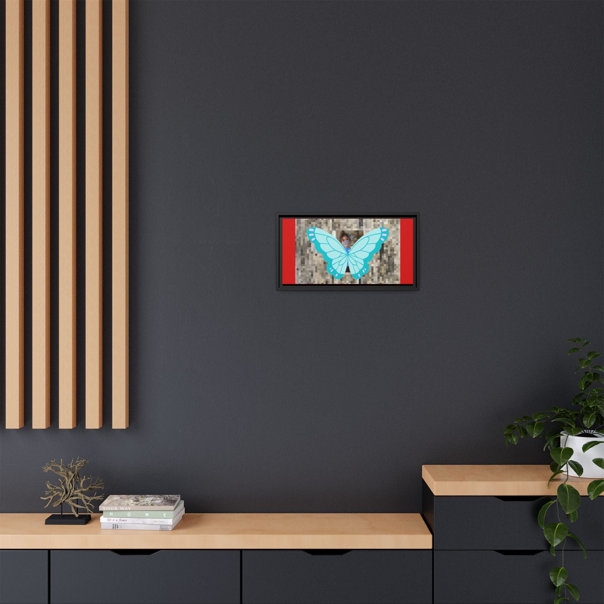 Blue Butterfly Framed Canvas