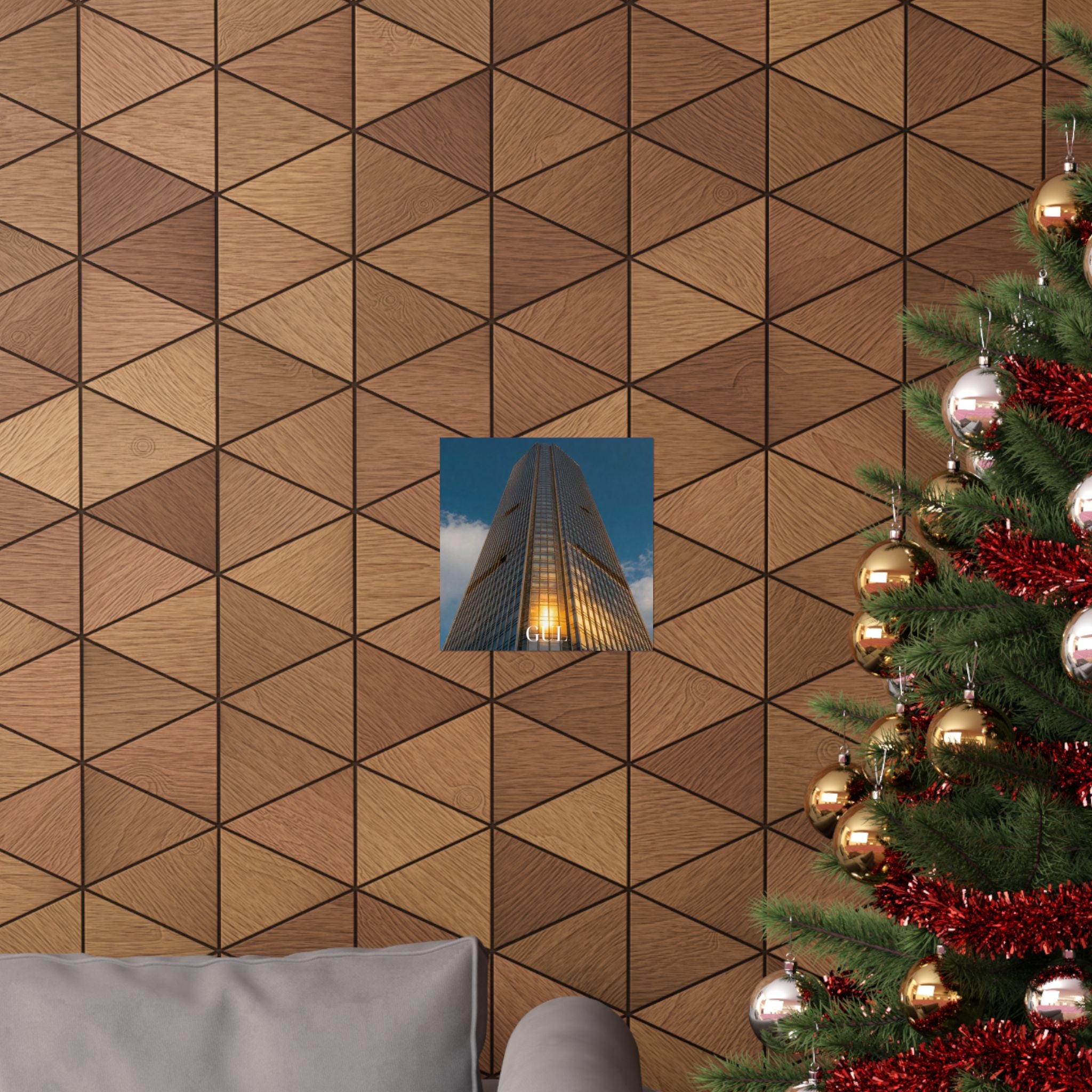 Skyscraper Sunset Matte Vertical Poster β Modern Architectural Wall Art ("GLL" Accent)