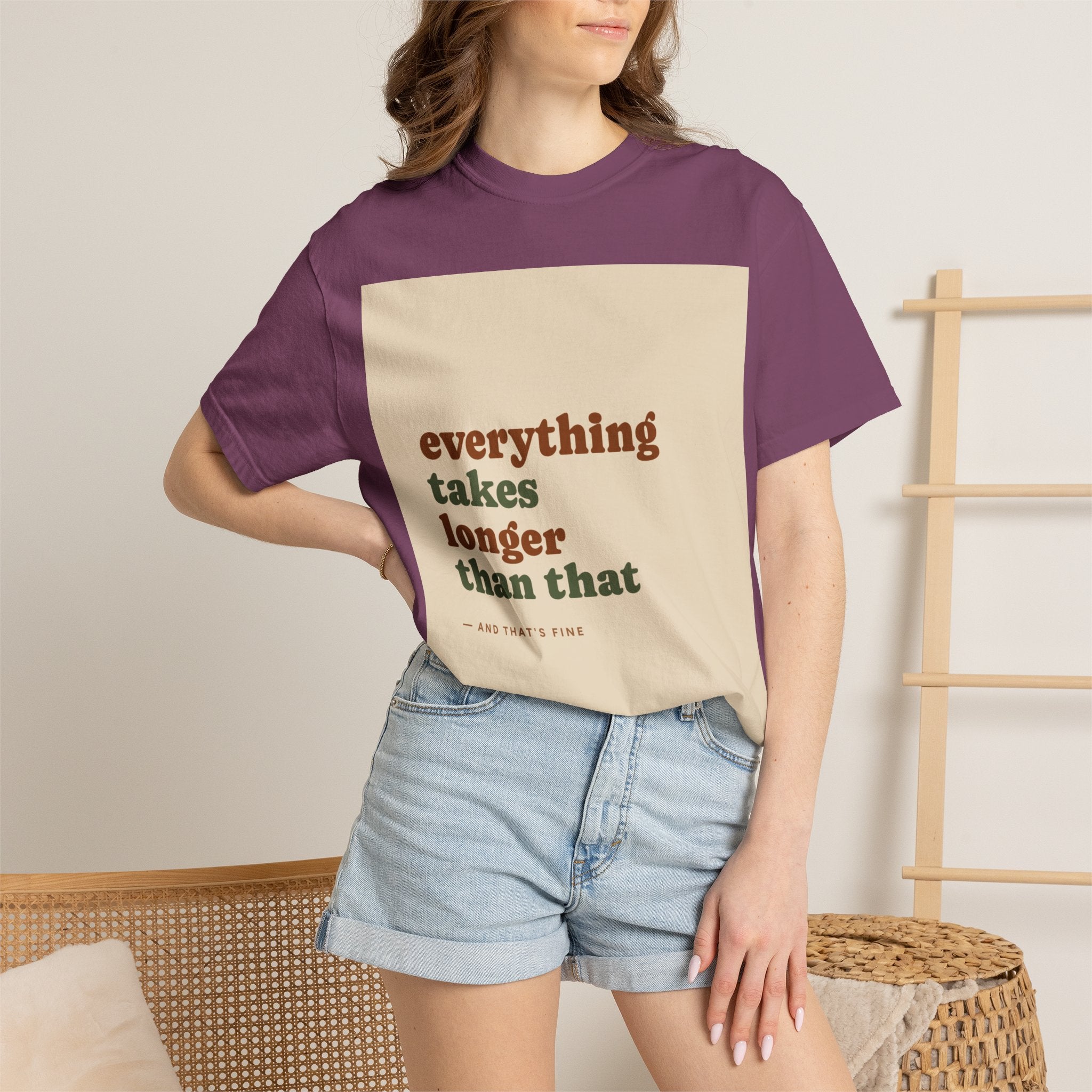 Everything Takes Longer Than That Tee — Relaxed Retro Quote T-Shirt