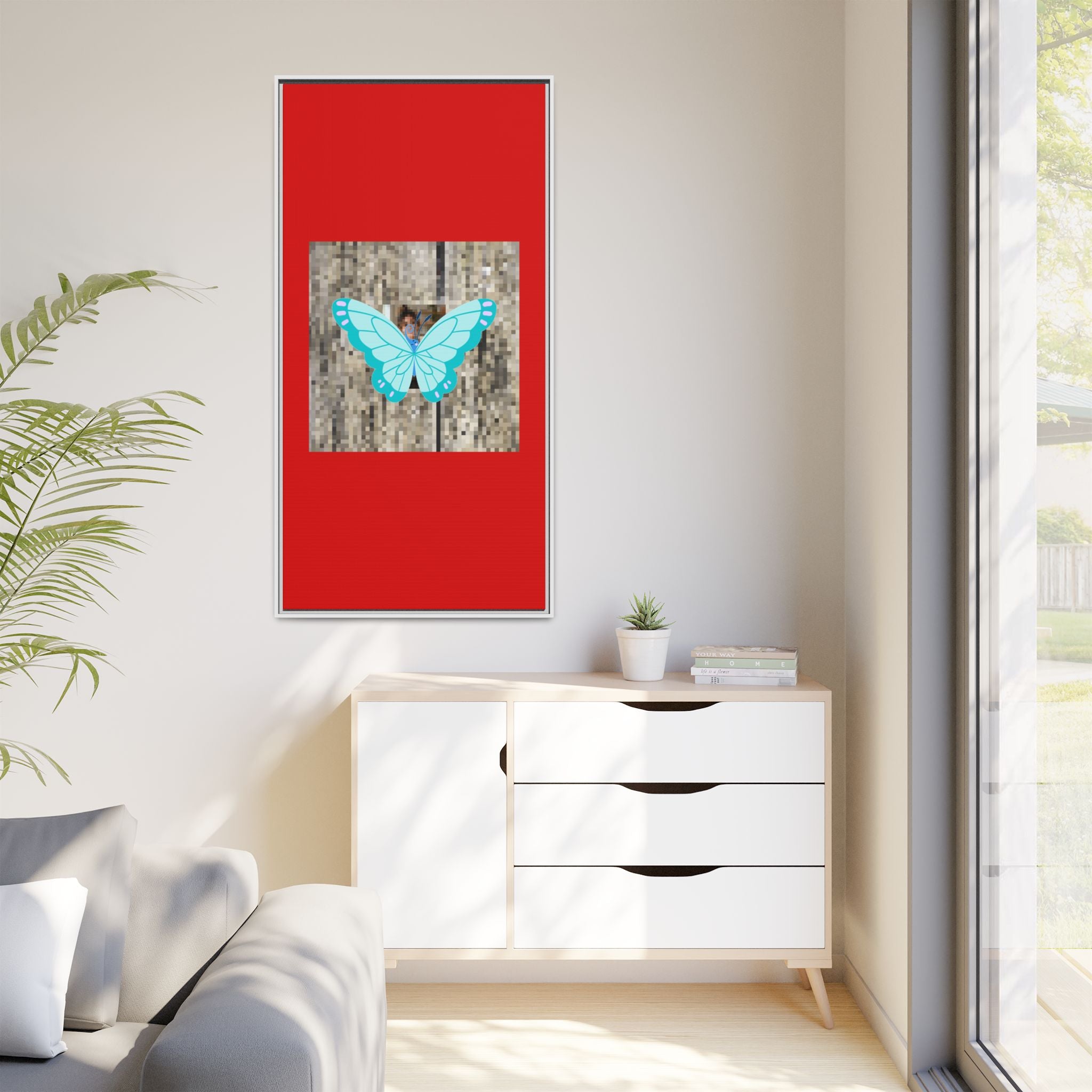 Blue Butterfly Framed Canvas