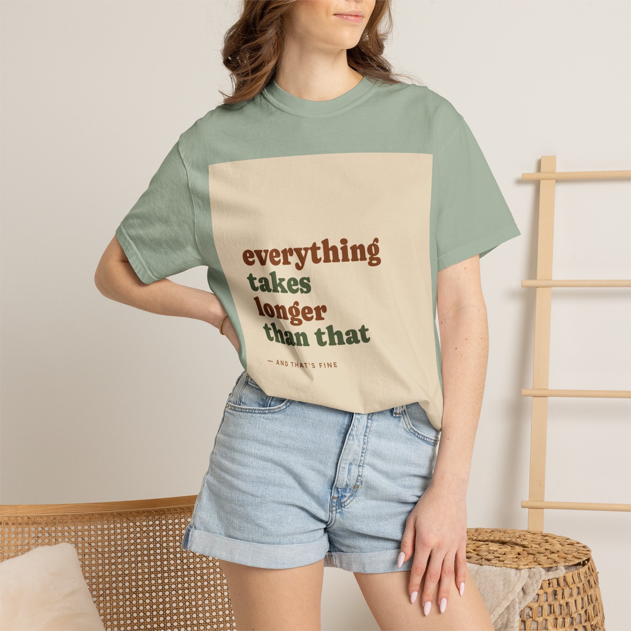 Everything Takes Longer Than That Tee — Relaxed Retro Quote T-Shirt