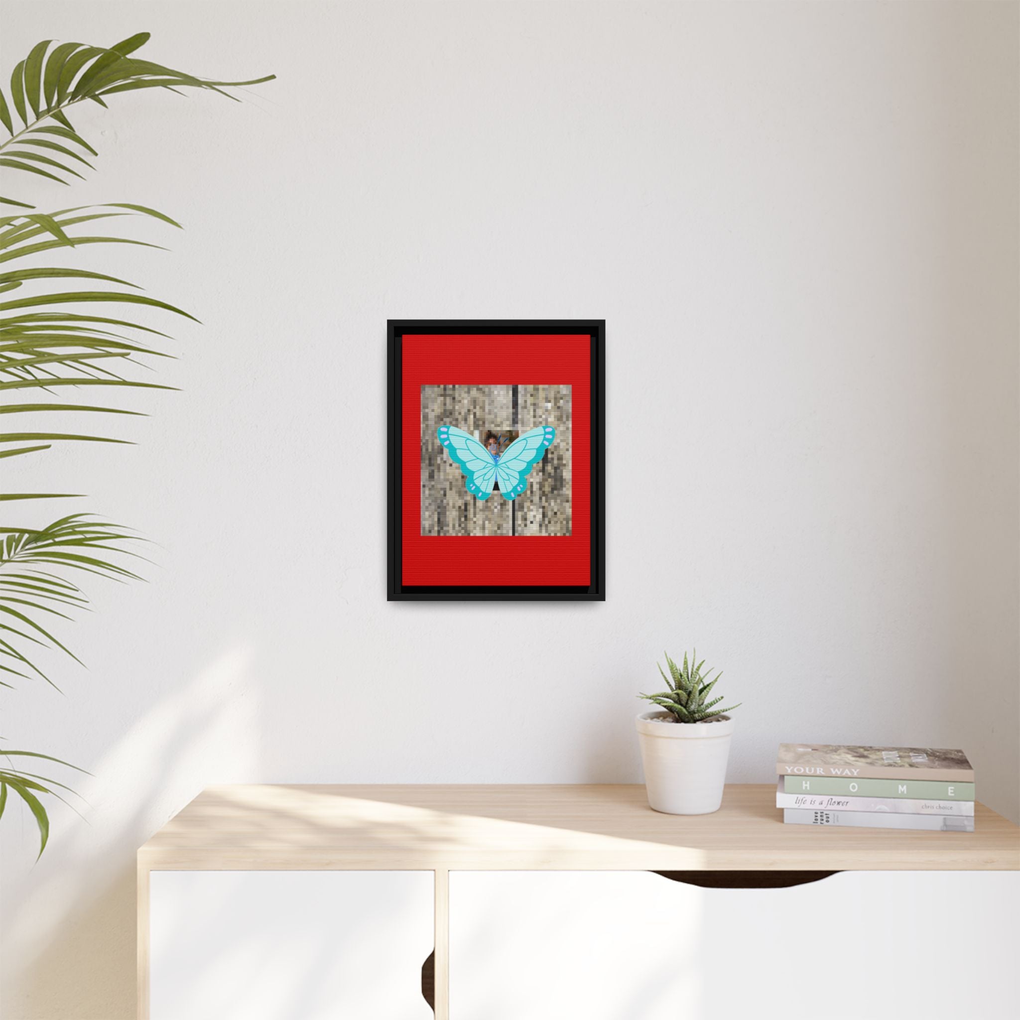 Blue Butterfly Framed Canvas