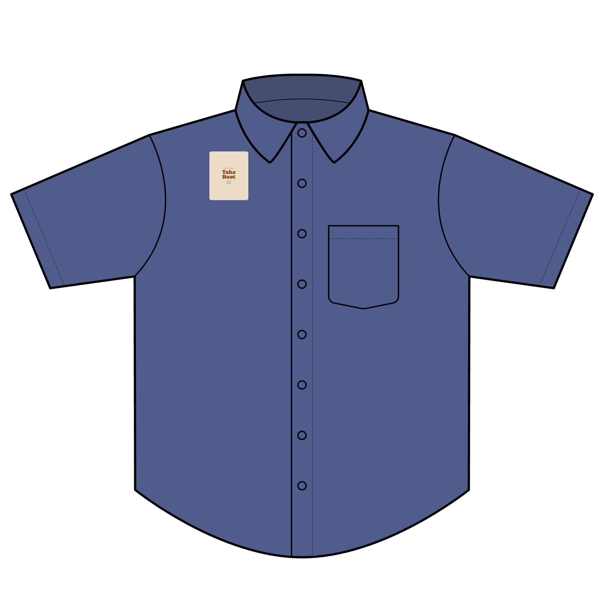 Short Sleeve Oxford Shirt — "Take Root" Minimalist Chest Graphic