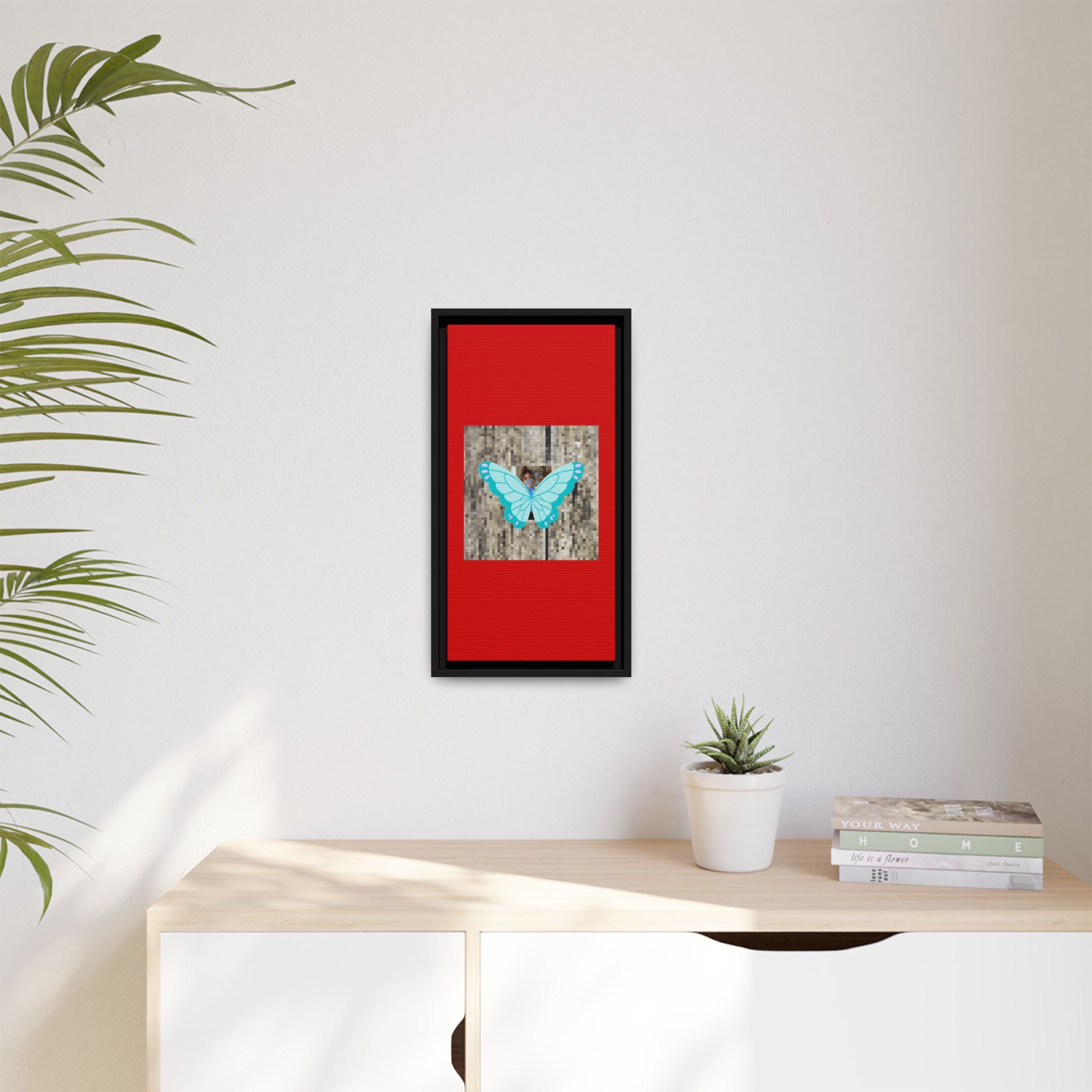 Blue Butterfly Framed Canvas