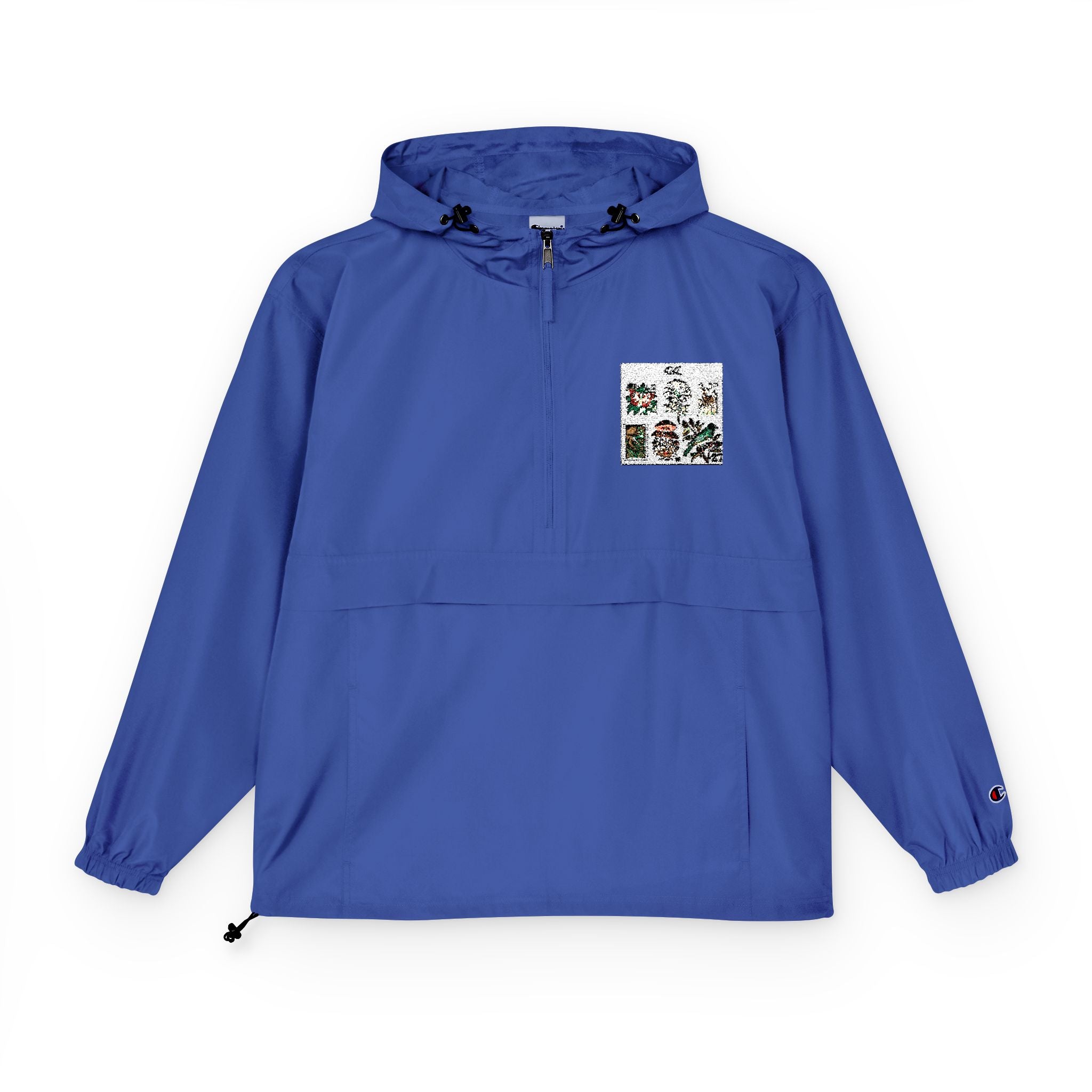 Orange Packable Anorak Jacket with Floral Chest Patch