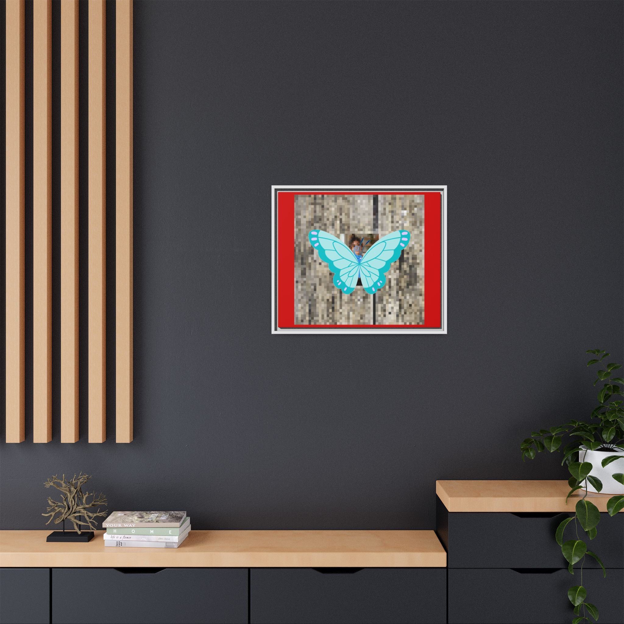 Blue Butterfly Framed Canvas