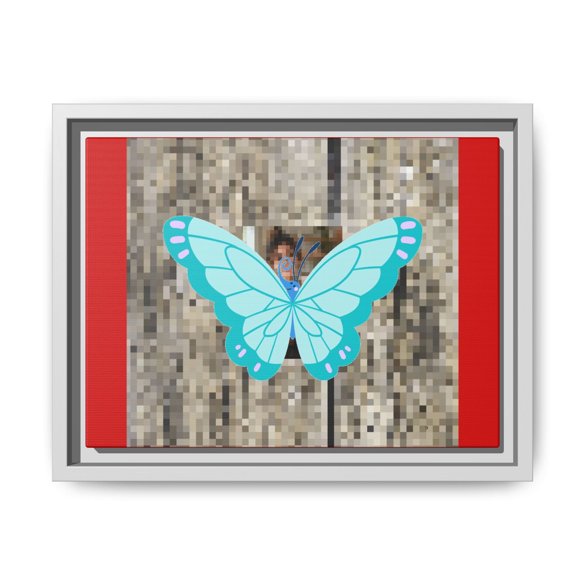 Blue Butterfly Framed Canvas Art — alternate room setting