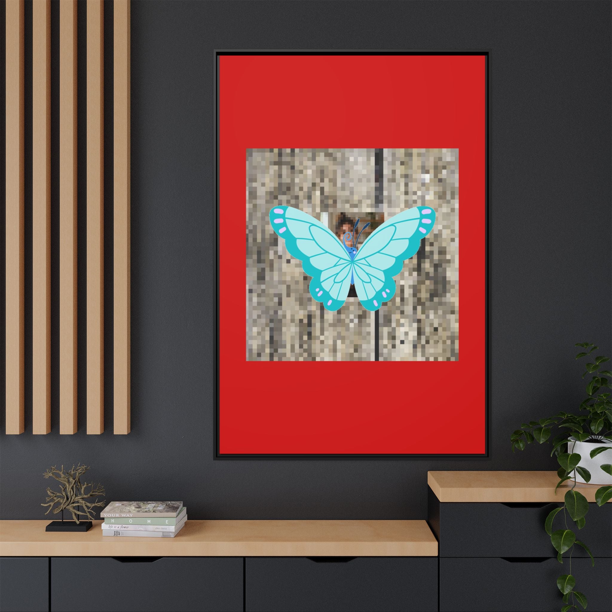 Blue Butterfly Framed Canvas