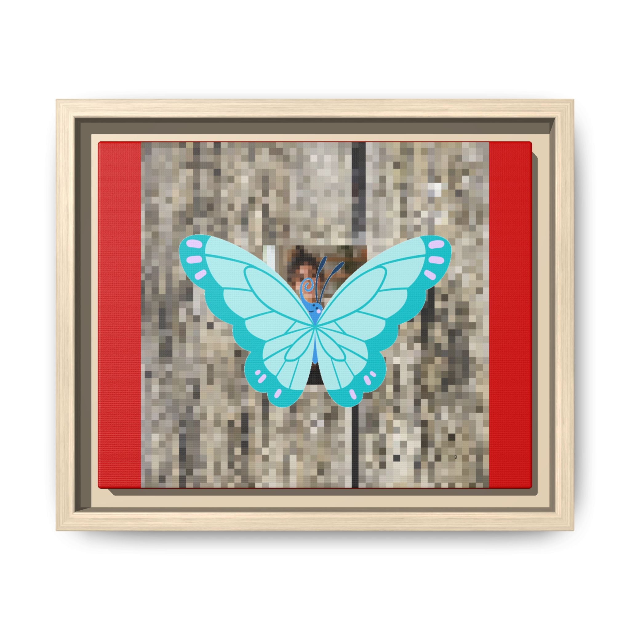 Blue Butterfly Framed Canvas Art — matte multi-color wall print, NovaStyle