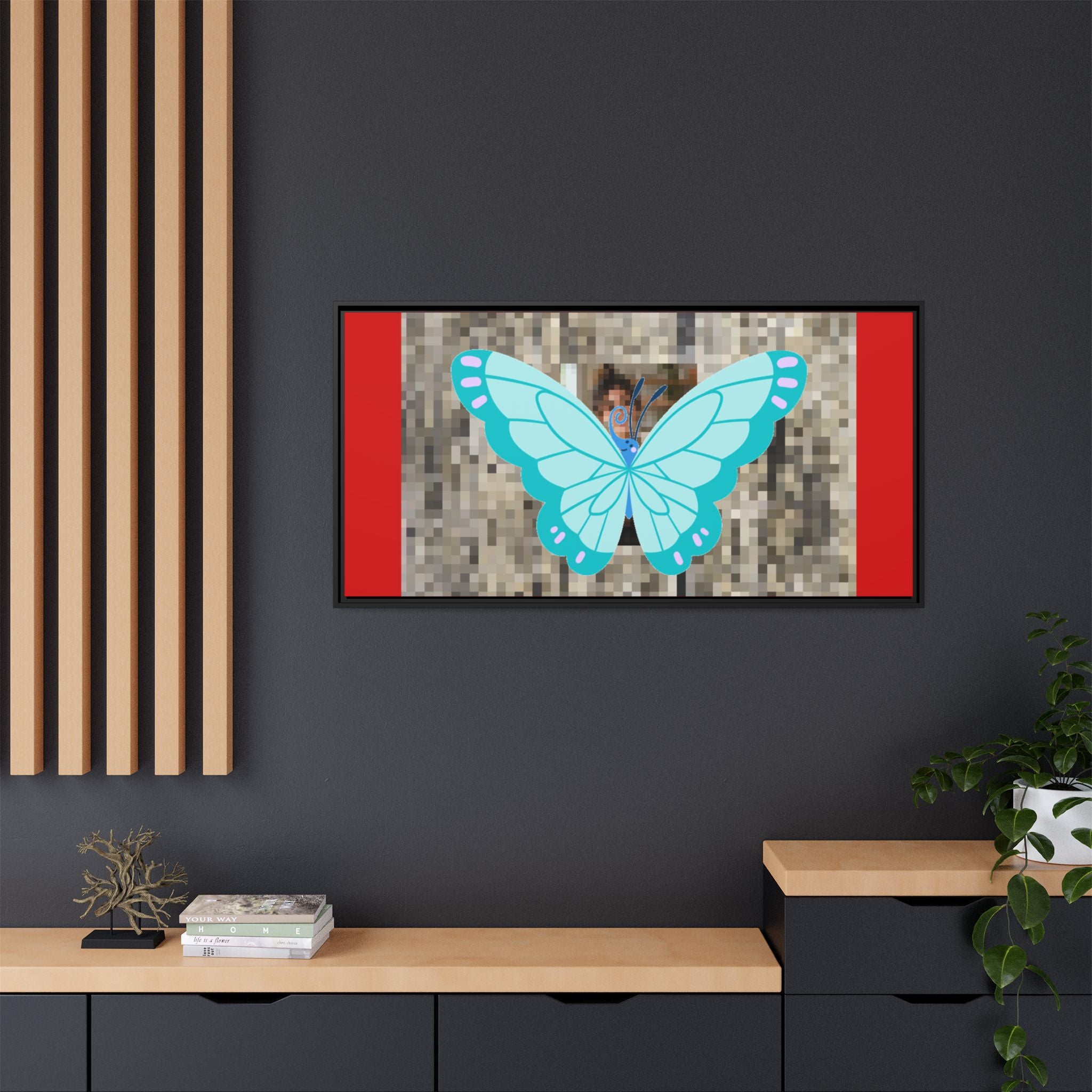 Blue Butterfly Framed Canvas