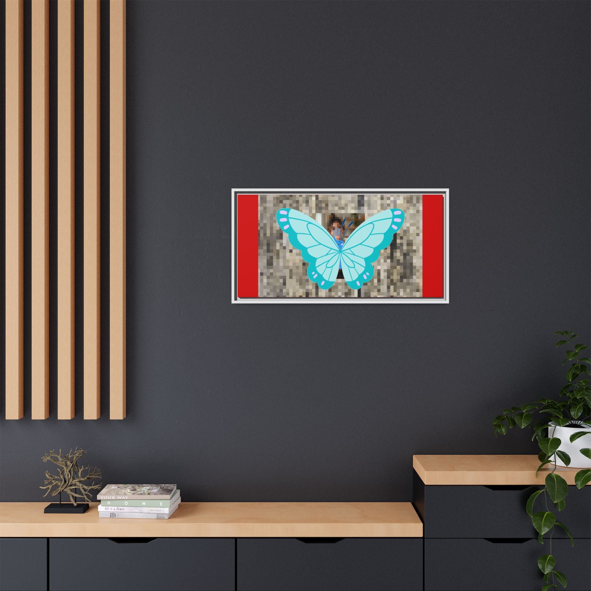 Blue Butterfly Framed Canvas