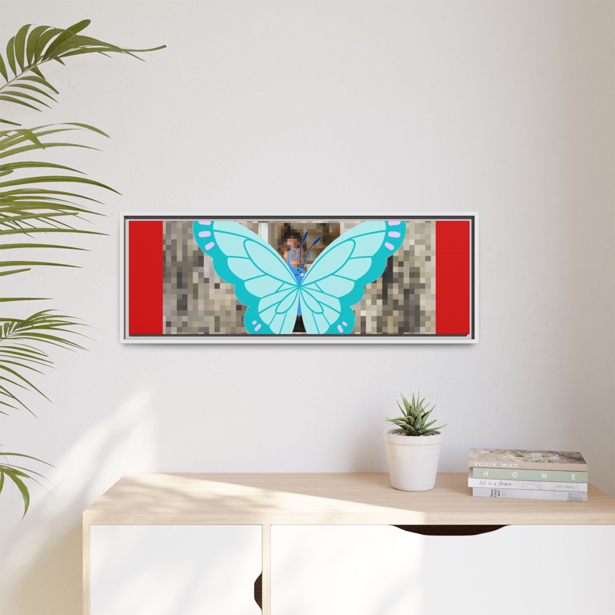 Blue Butterfly Framed Canvas