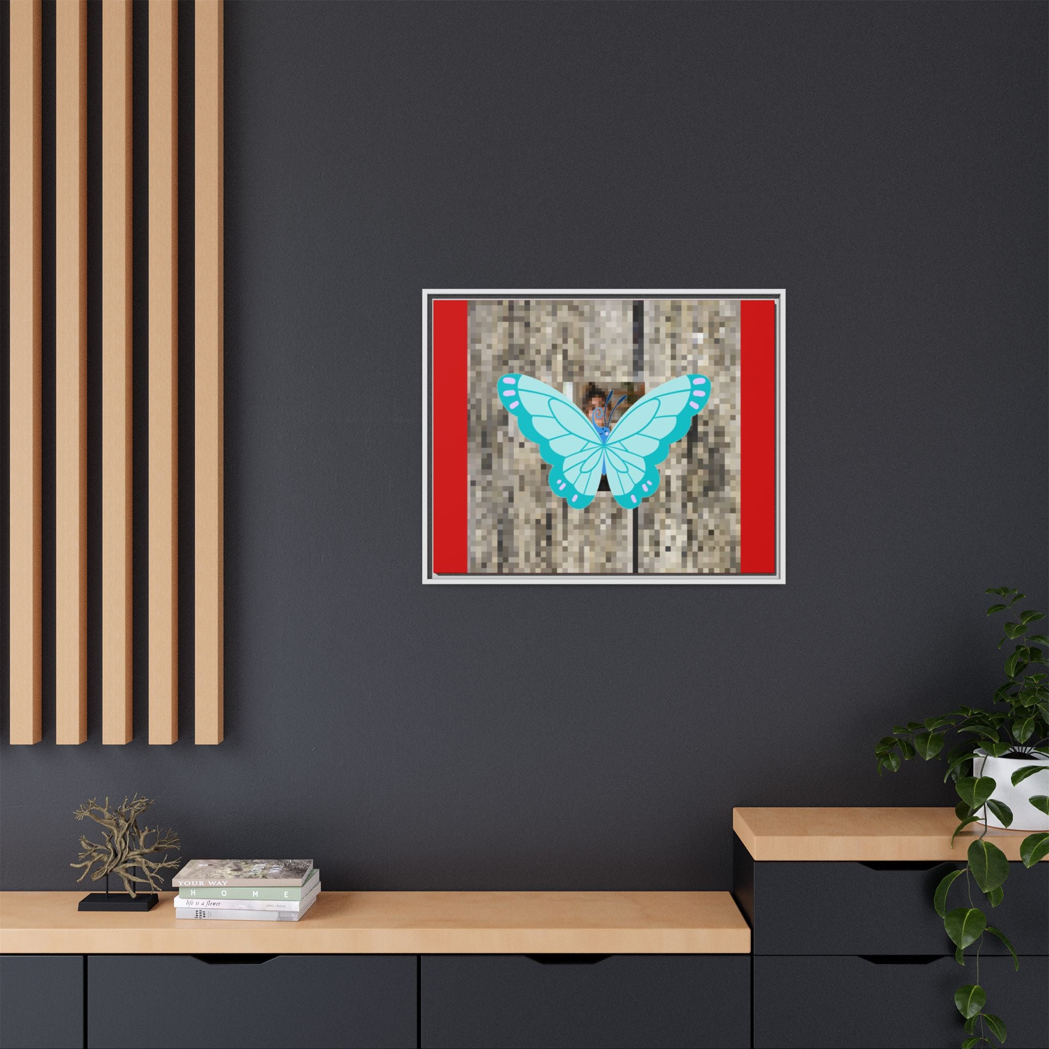 Blue Butterfly Framed Canvas