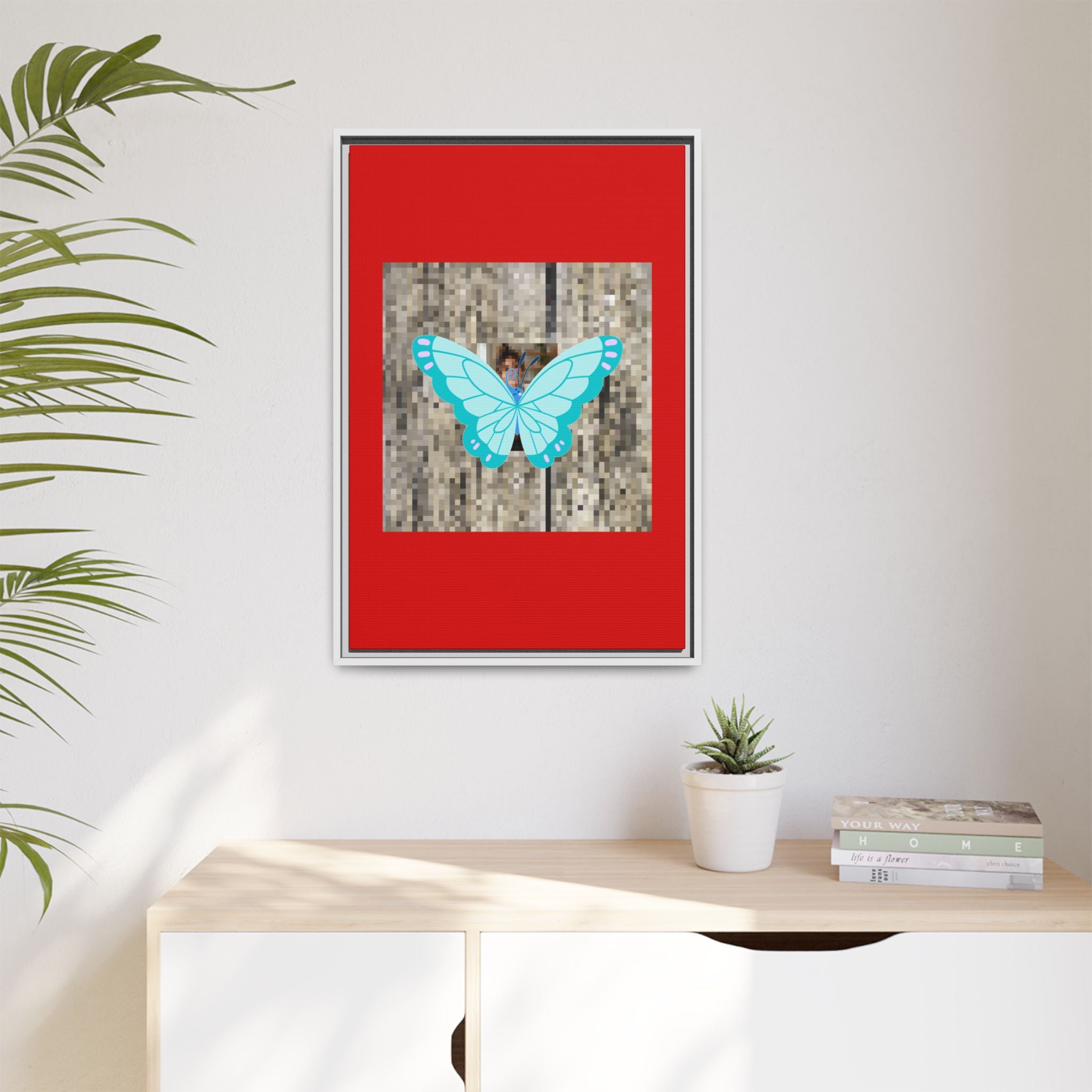 Blue Butterfly Framed Canvas