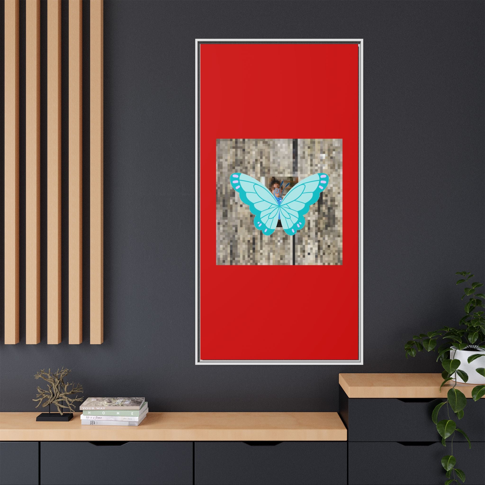 Blue Butterfly Framed Canvas