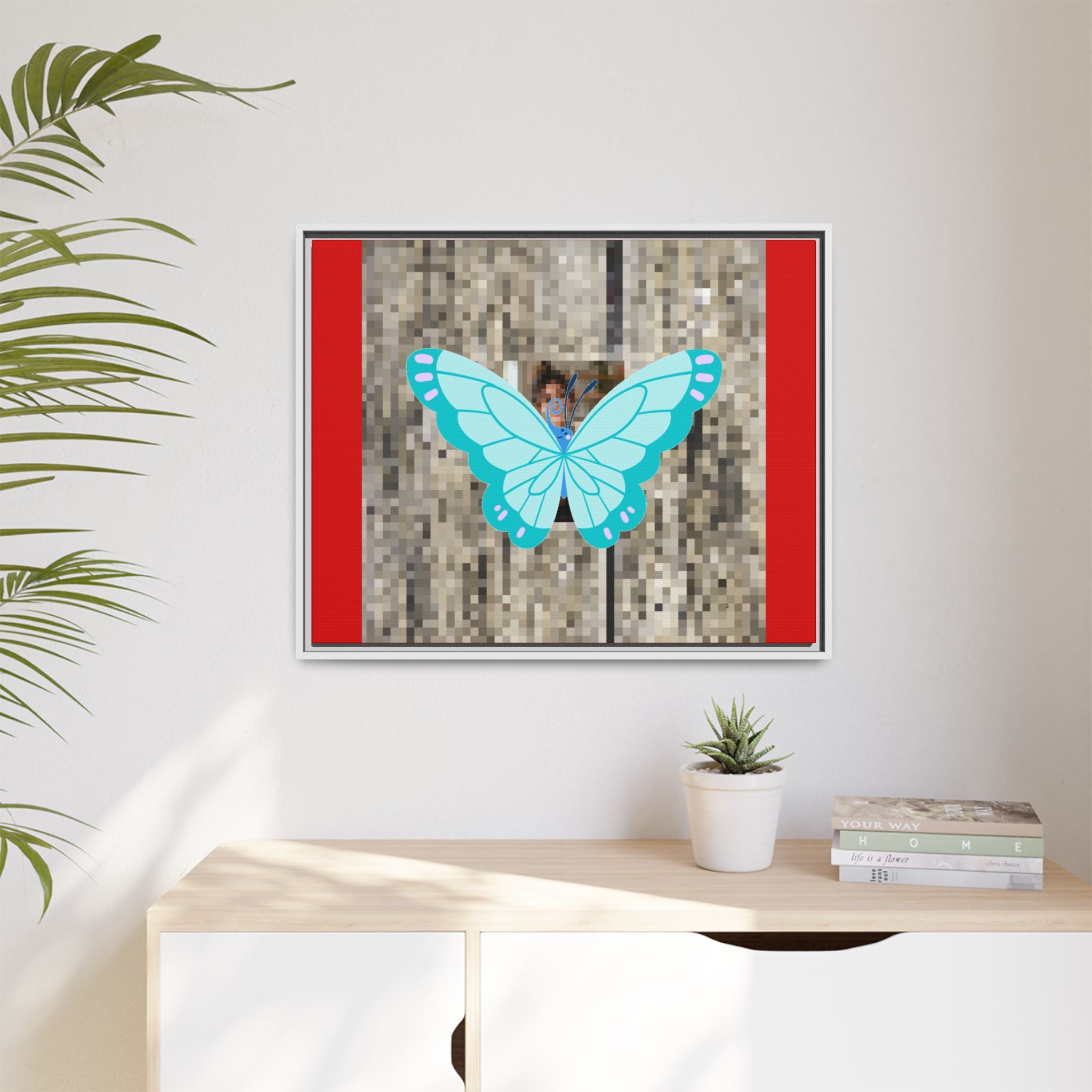 Blue Butterfly Framed Canvas