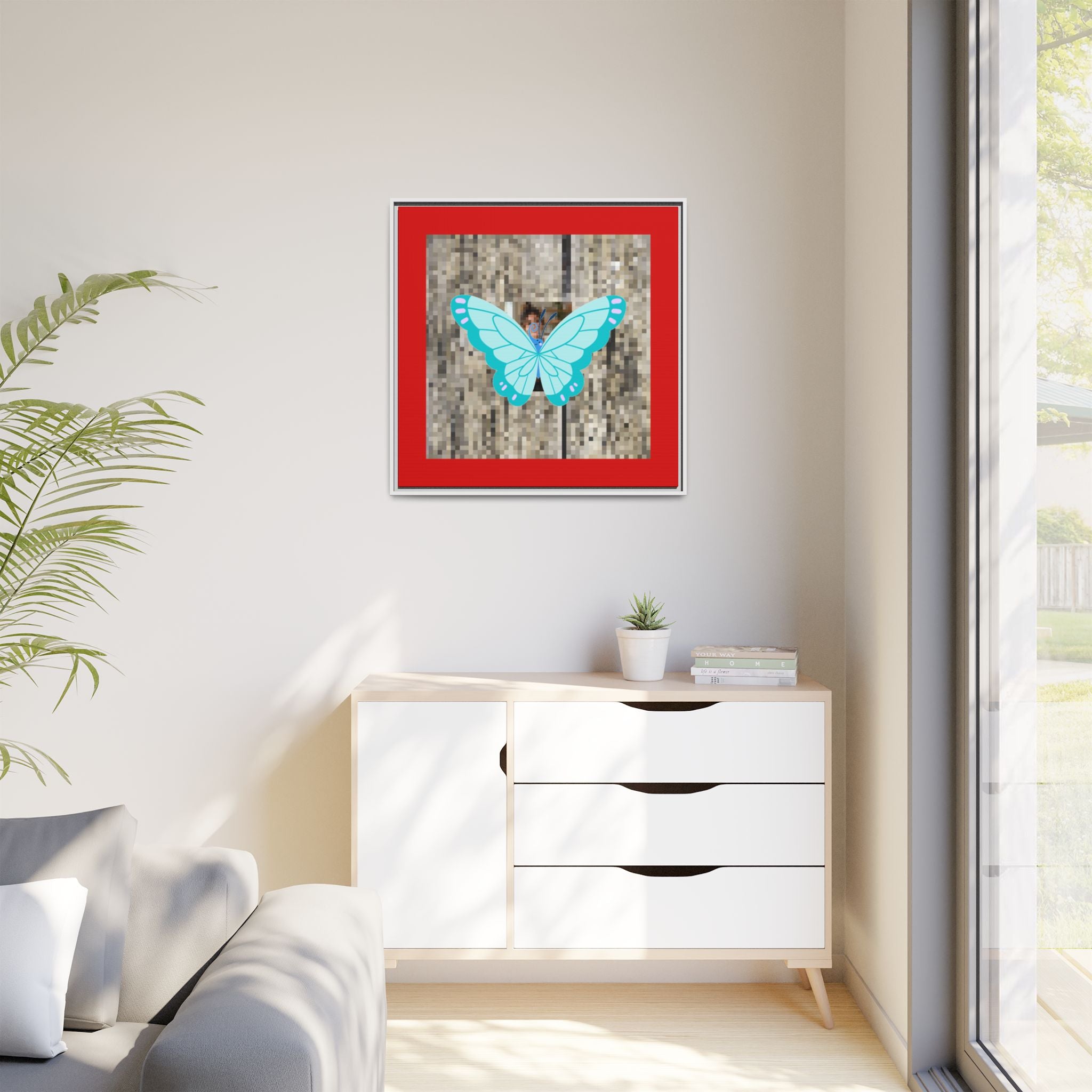 Blue Butterfly Framed Canvas