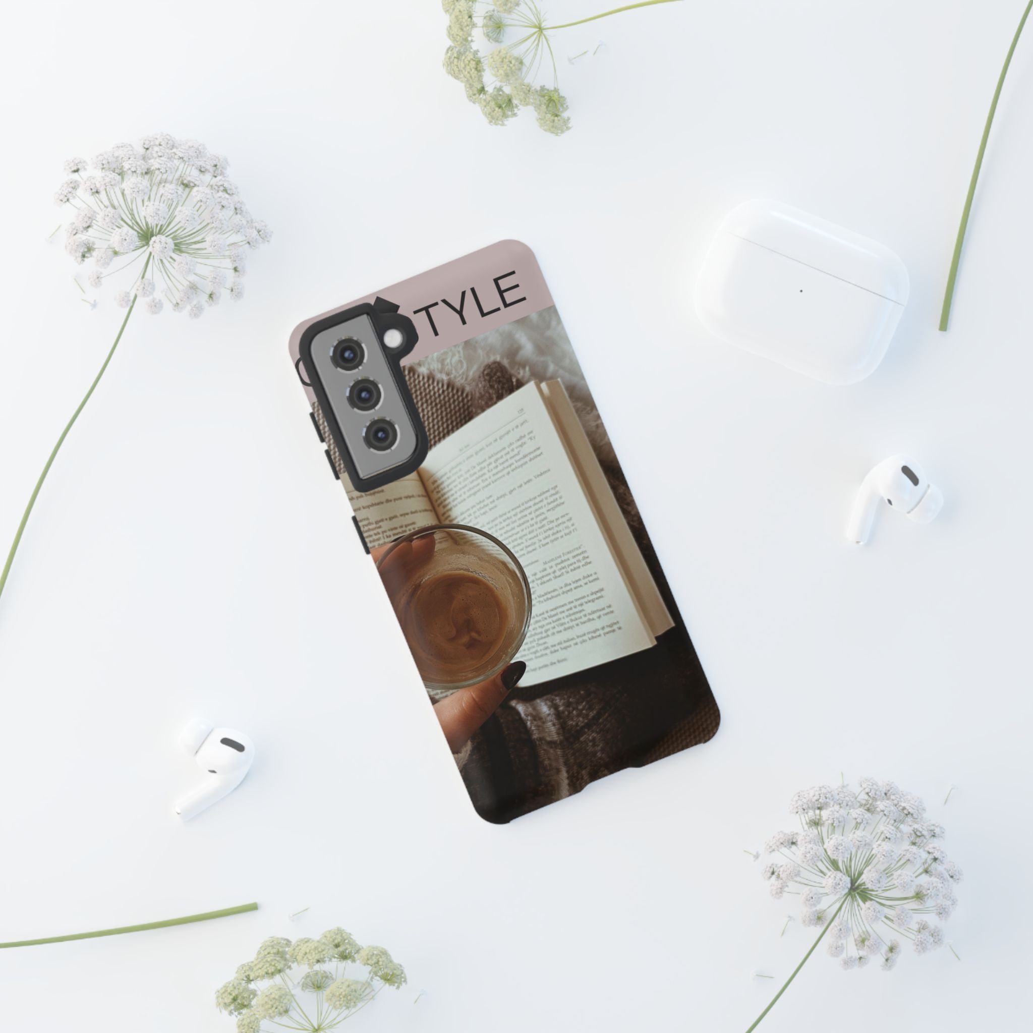 Cozy Reading Phone Case — Coffee & Book Protective Cover