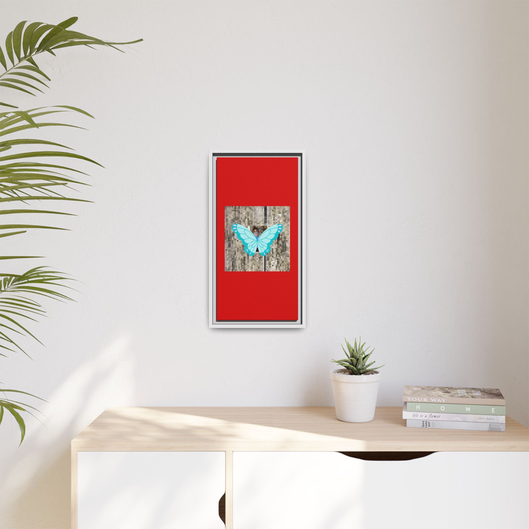 Blue Butterfly Framed Canvas