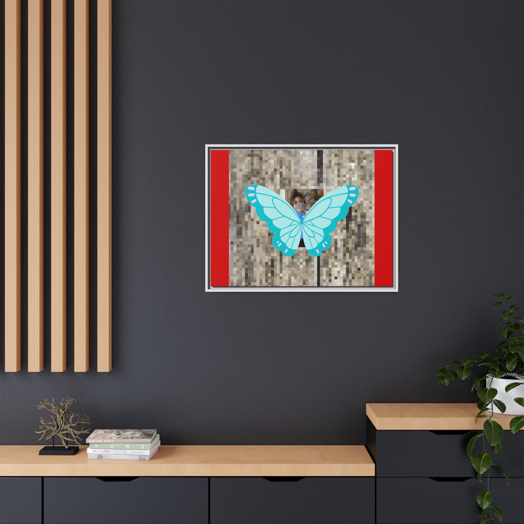 Blue Butterfly Framed Canvas