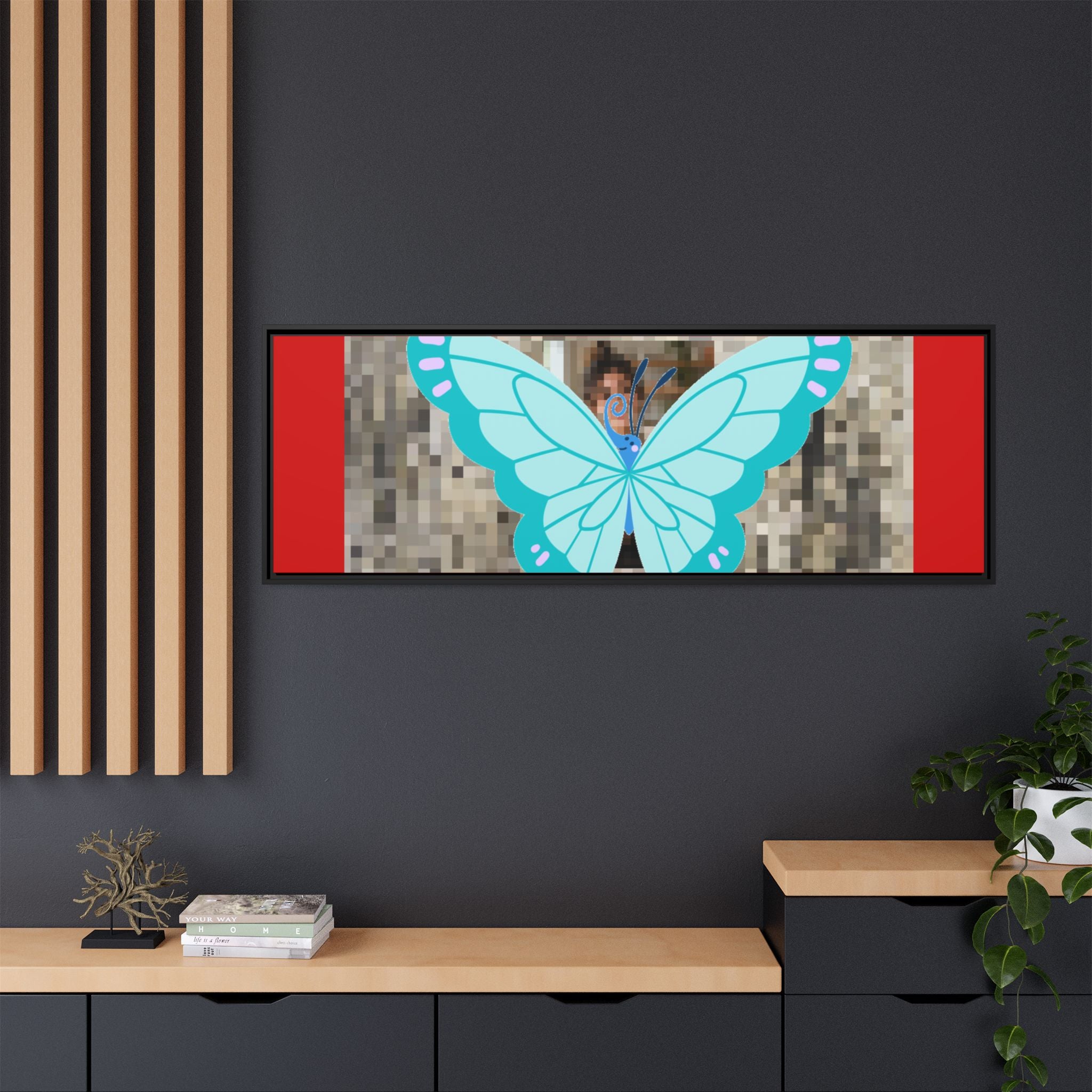 Blue Butterfly Framed Canvas