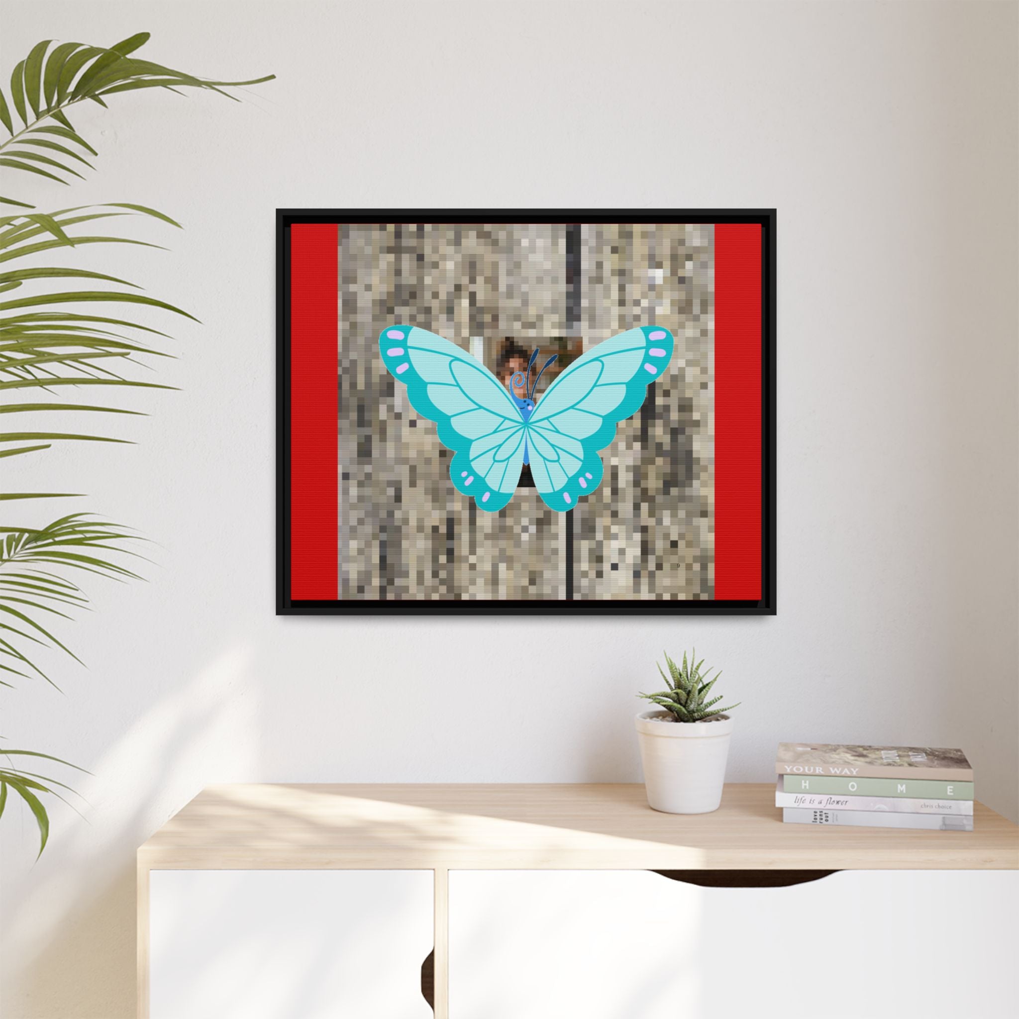 Blue Butterfly Framed Canvas