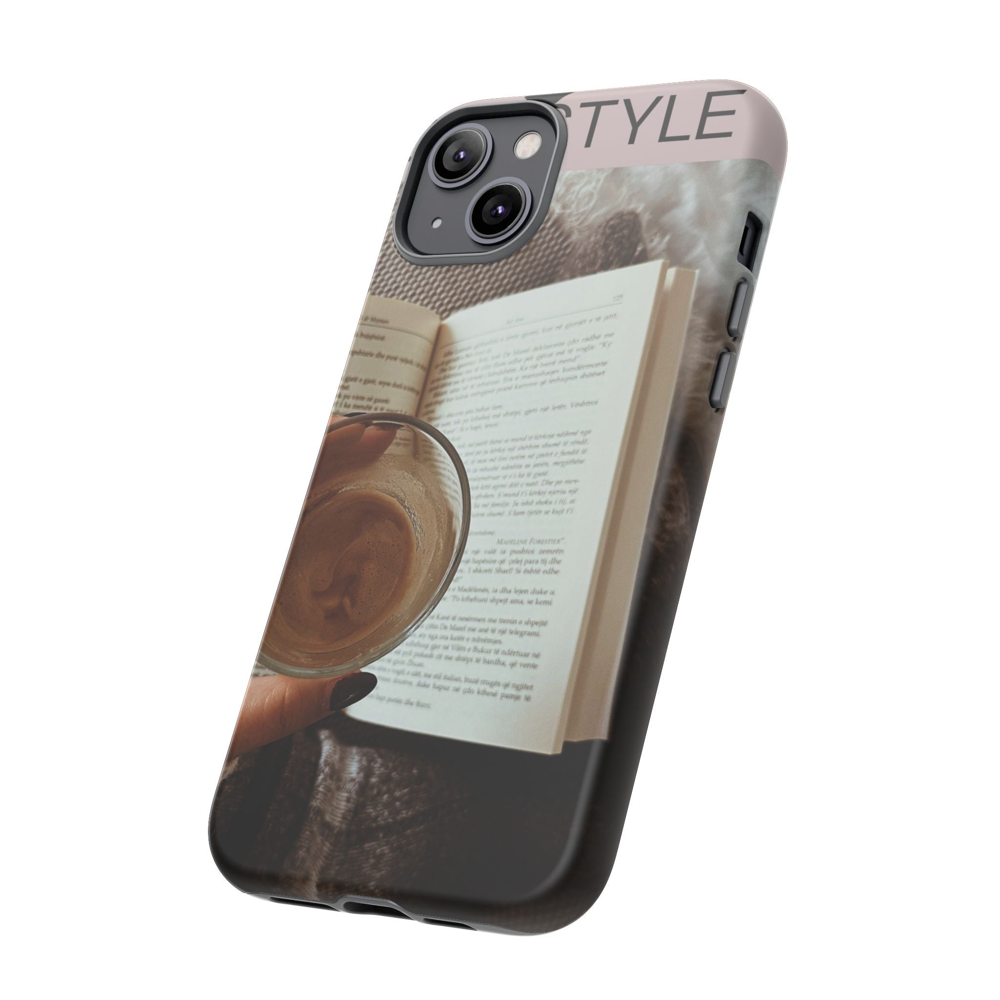 Cozy Reading Phone Case — Coffee & Book Protective Cover