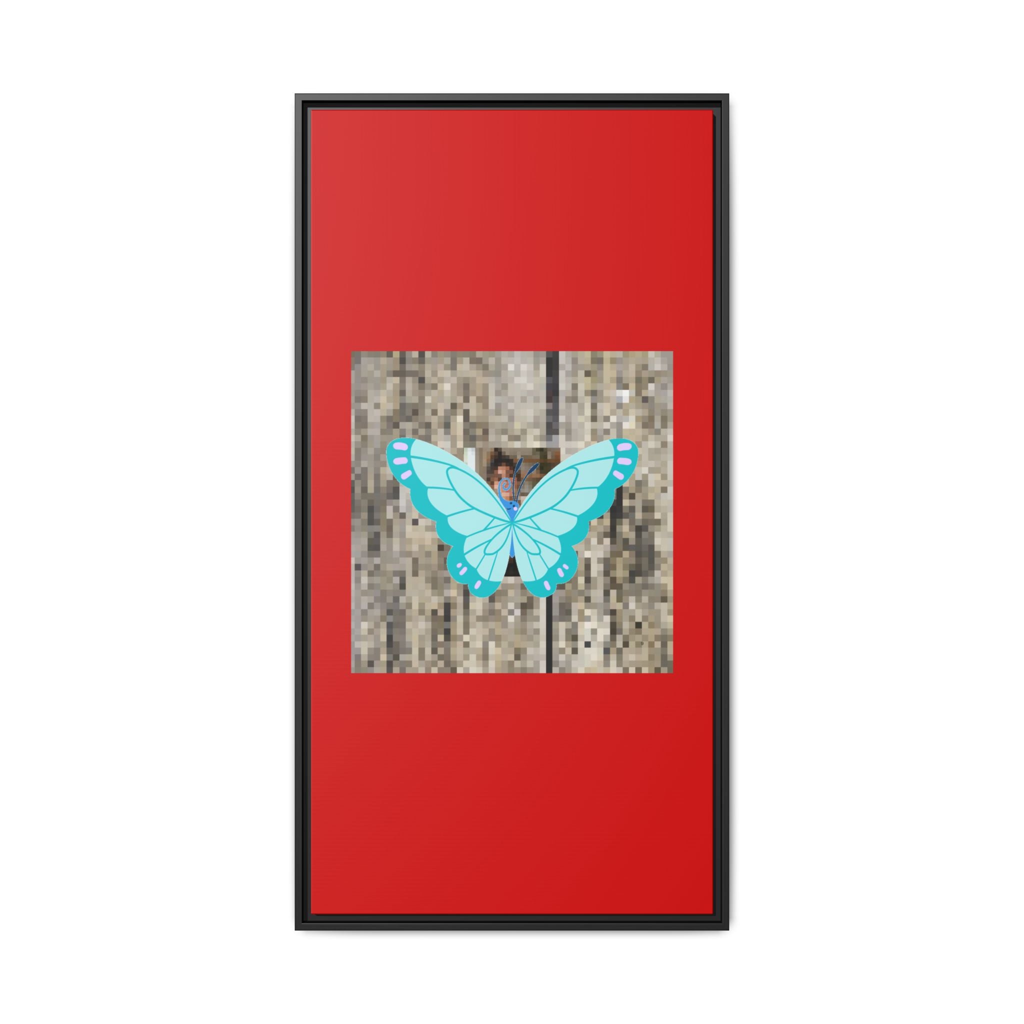 Blue Butterfly Framed Canvas Art — size comparison