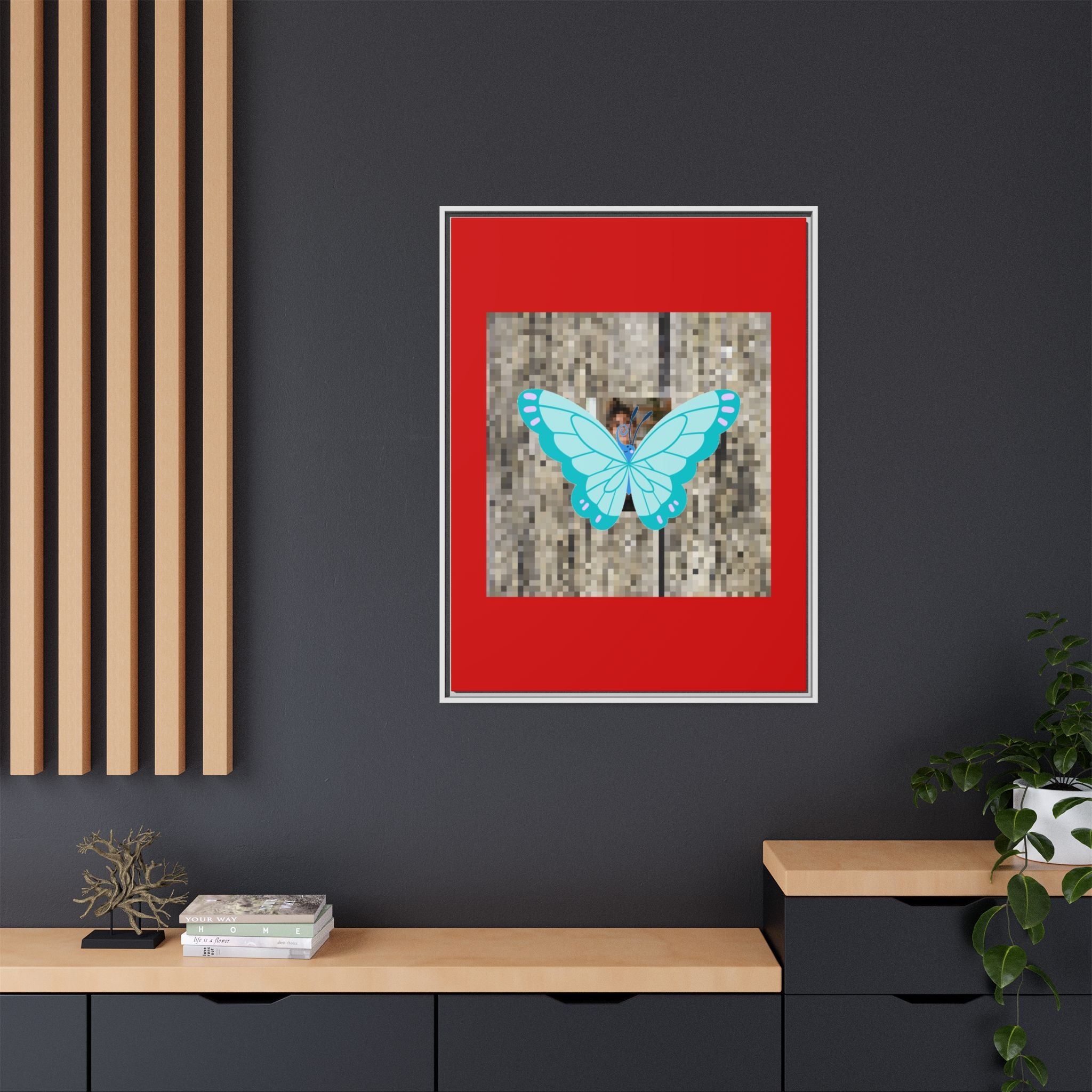 Blue Butterfly Framed Canvas