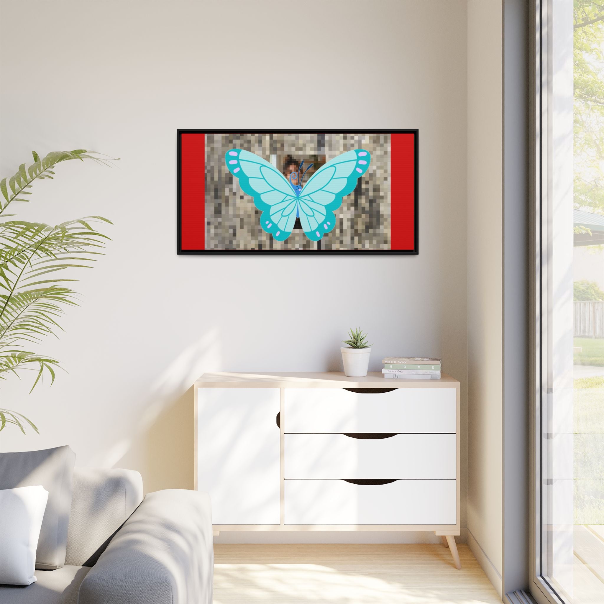 Blue Butterfly Framed Canvas